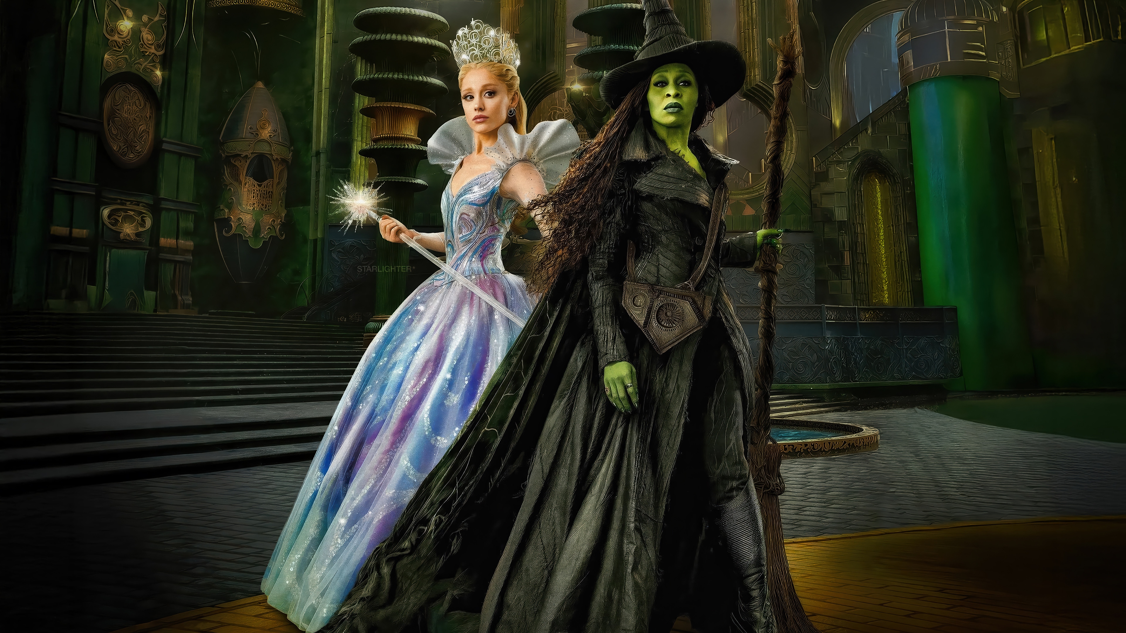 Glinda and Elphaba from Wicked 4K HD Wallpaper
