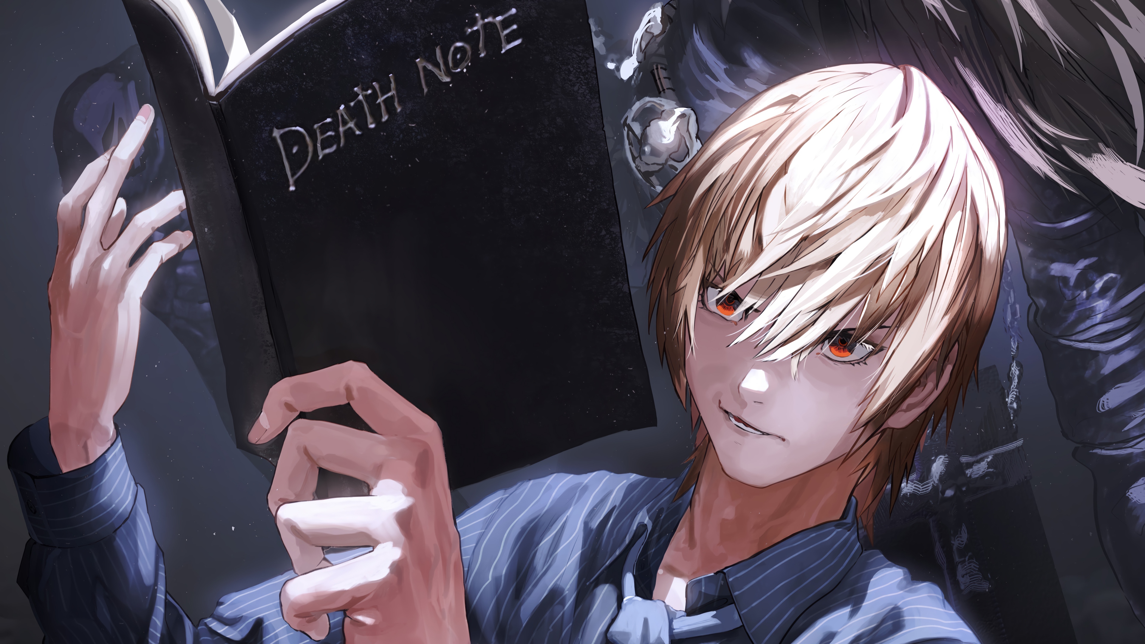Light Yagami holding the Death Note HD Wallpaper