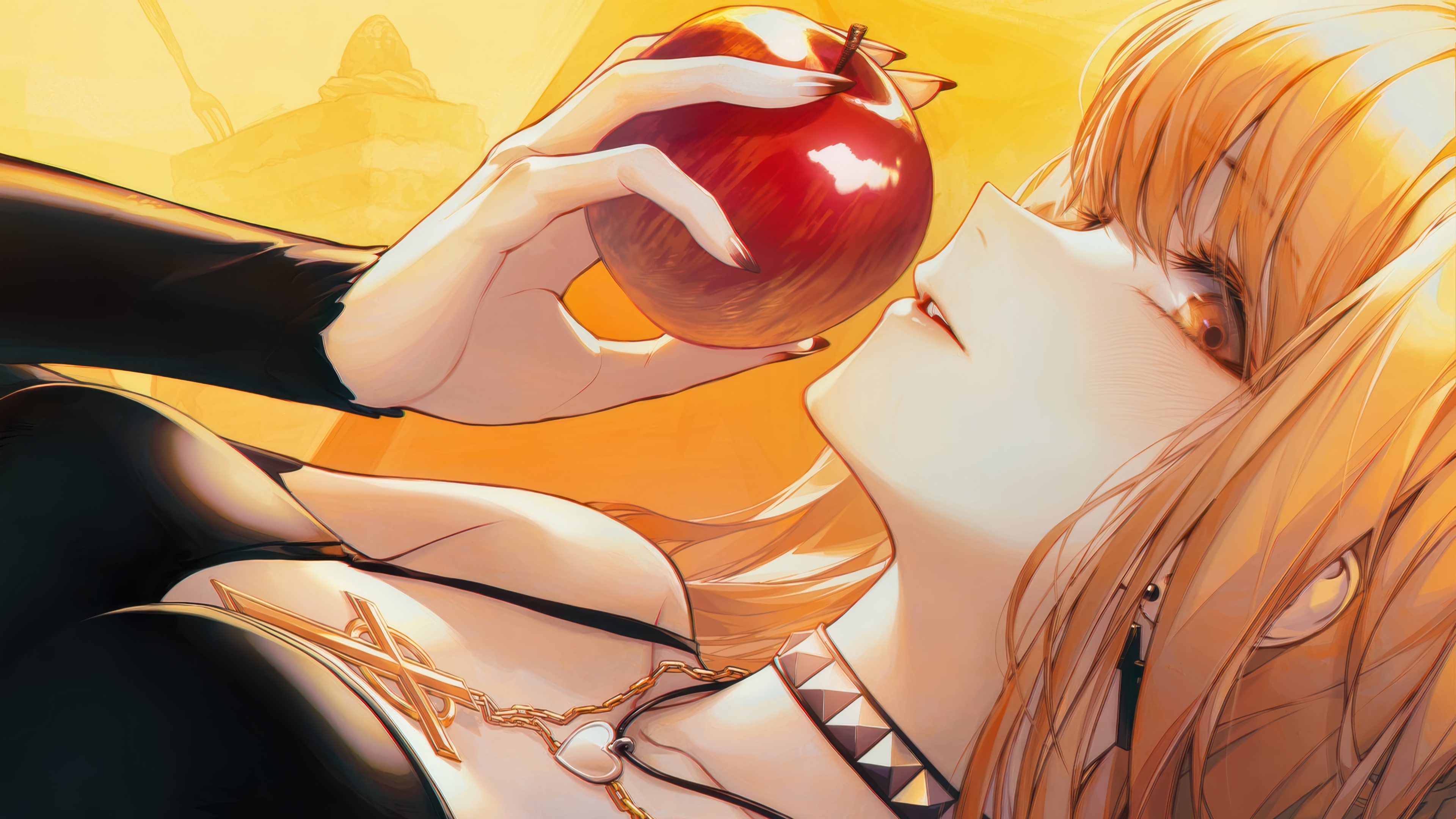 Misa Amane holding an apple, Death Note 4K HD Wallpaper