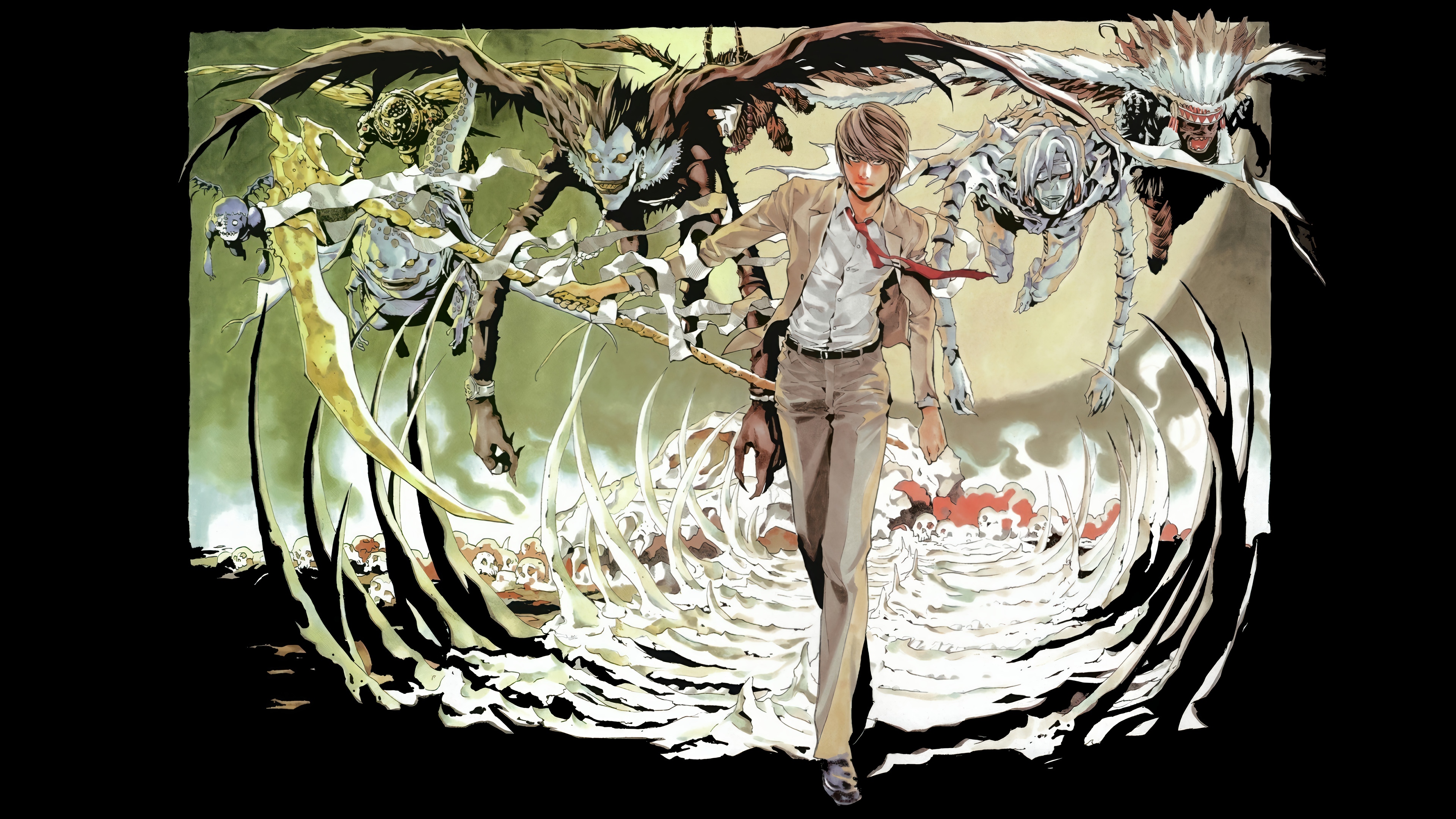 Light Yagami and Shinigami from Death Note 4K HD Wallpaper