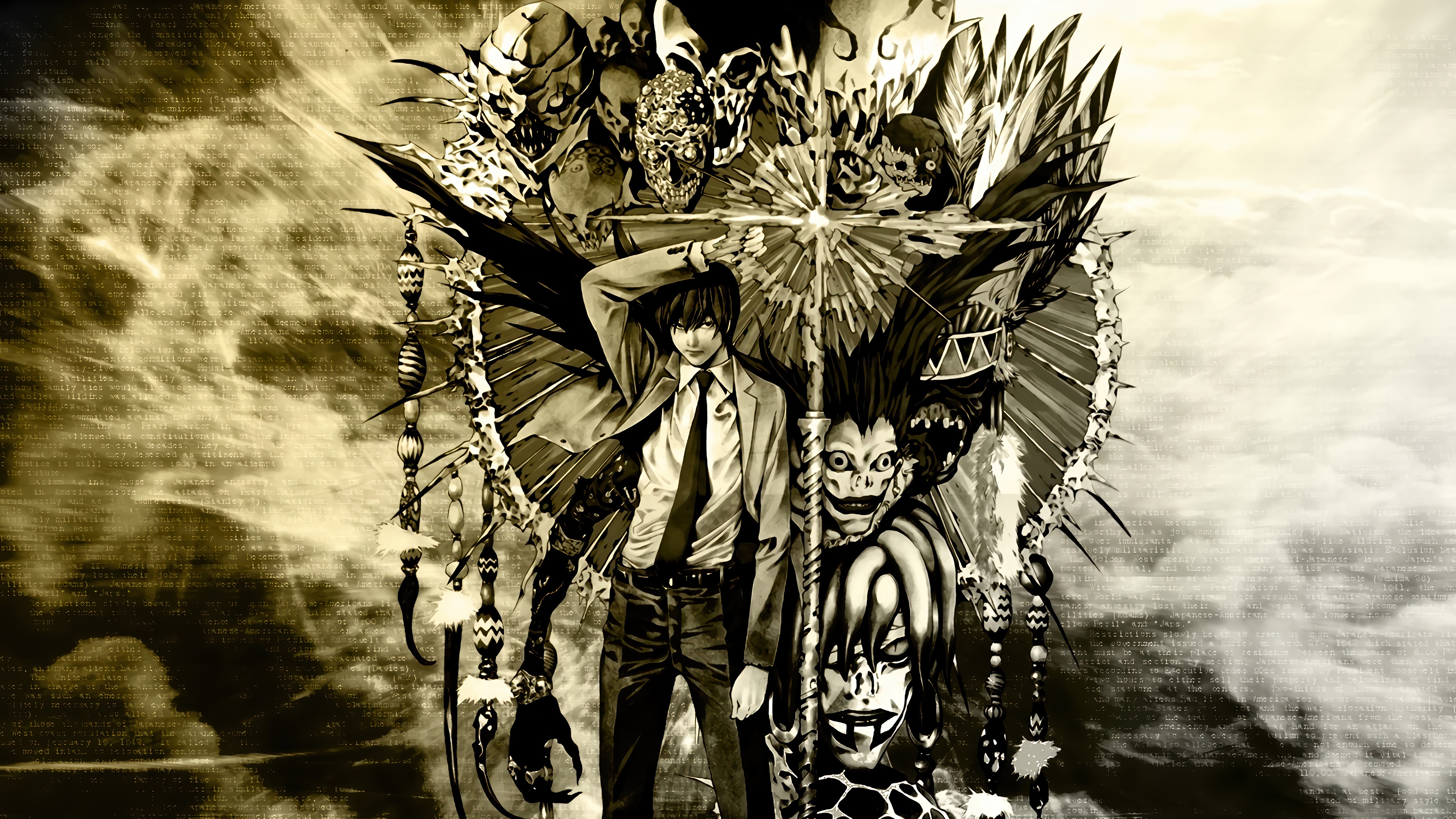 Light Yagami and Shinigami from Death Note 4K HD Wallpaper