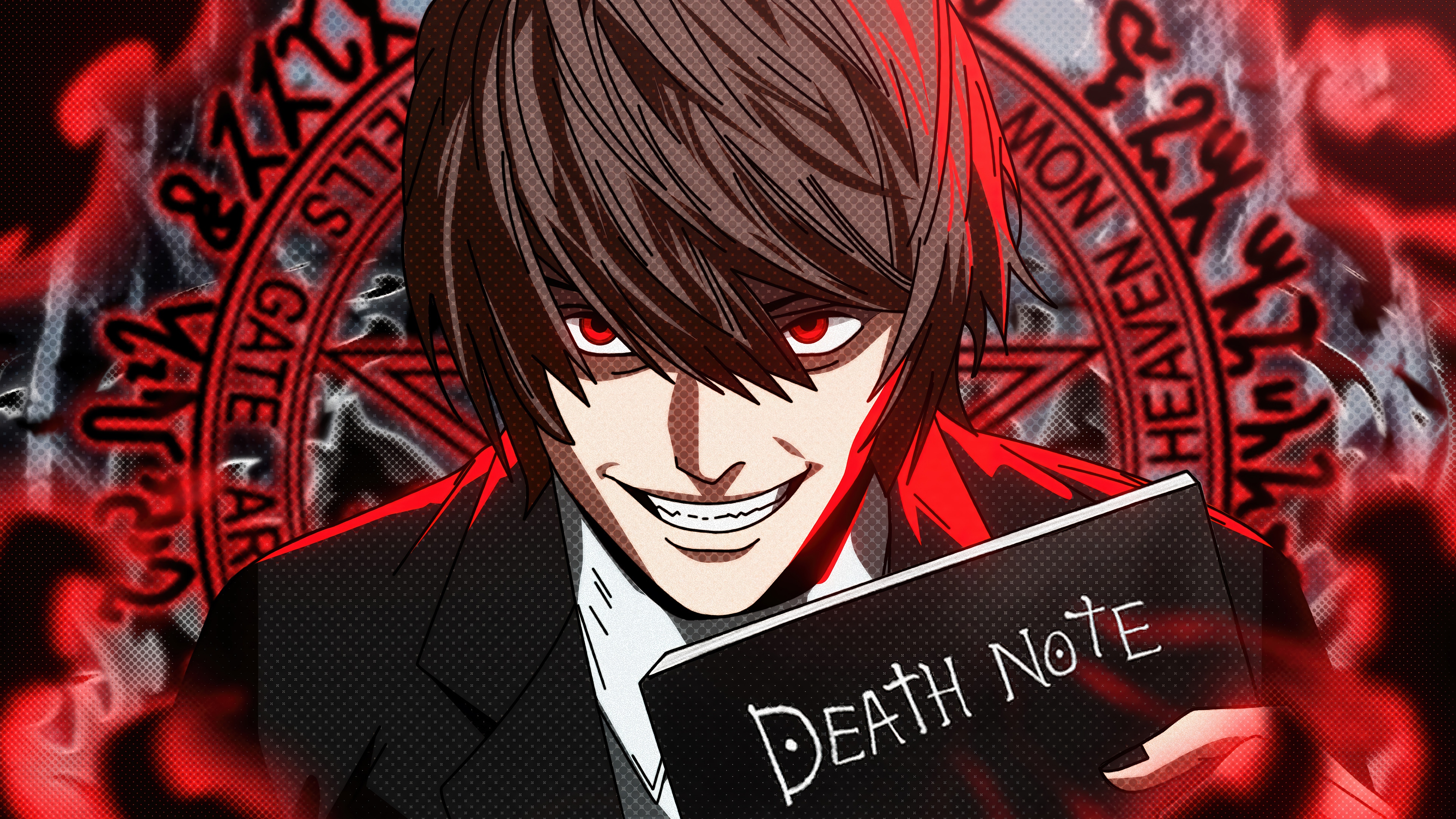 Light Yagami holding Death Note 4K HD Wallpaper