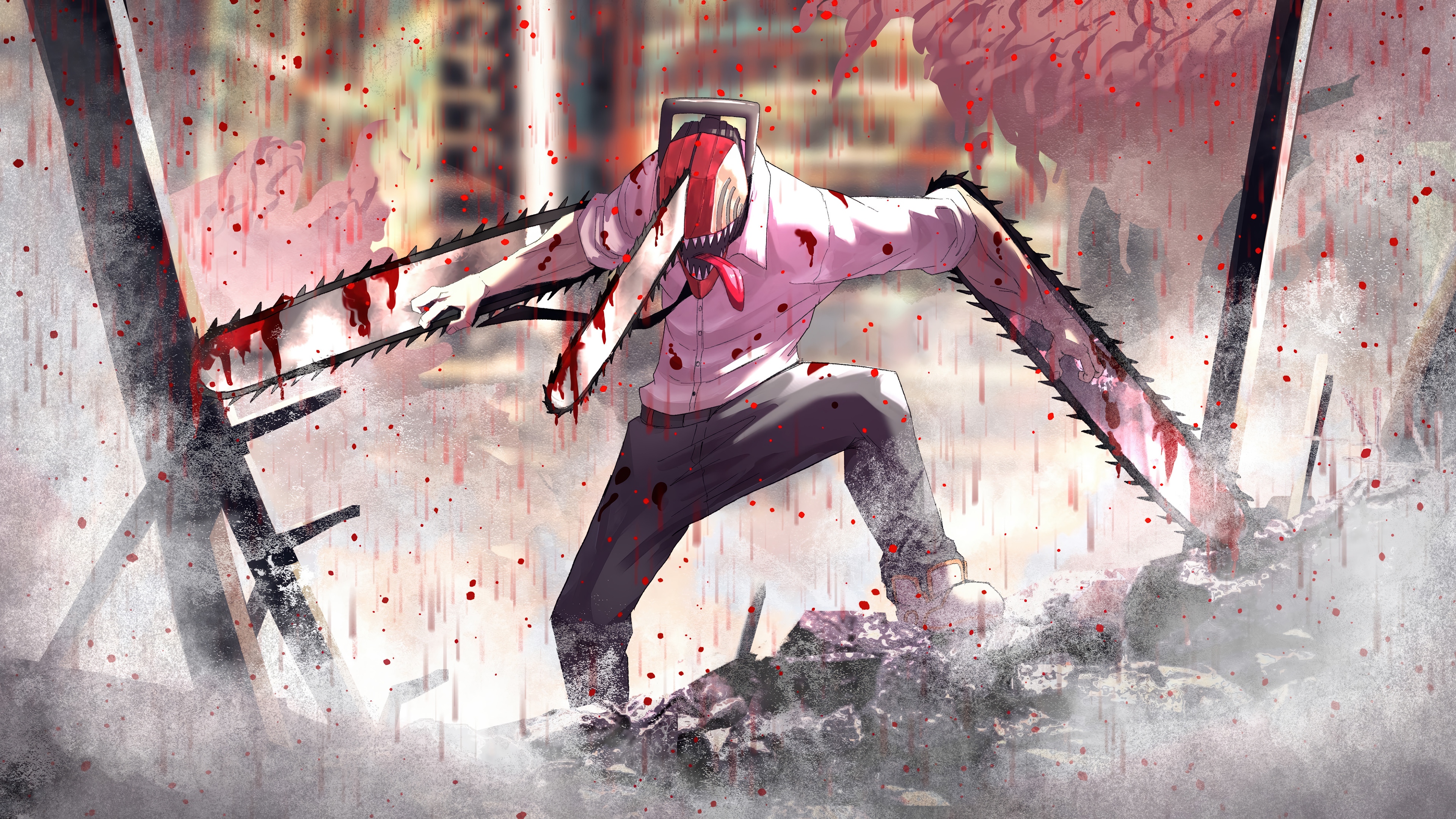 Denji with Chainsaws in 4K HD Wallpaper