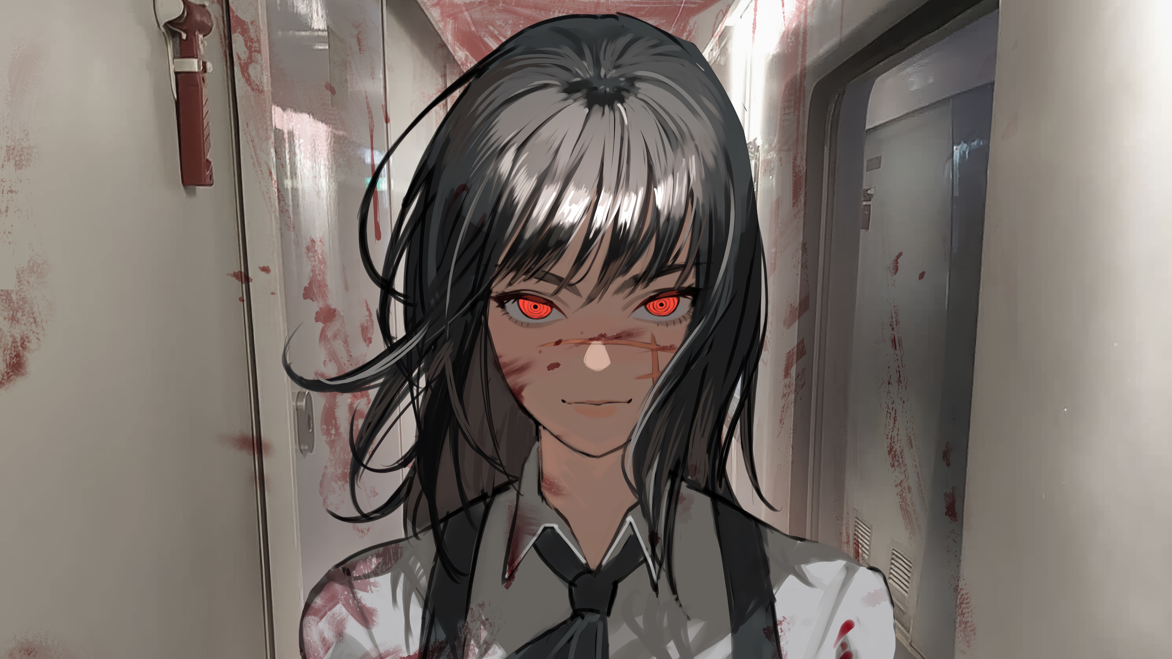 Yoru from Chainsaw Man with red eyes HD Wallpaper
