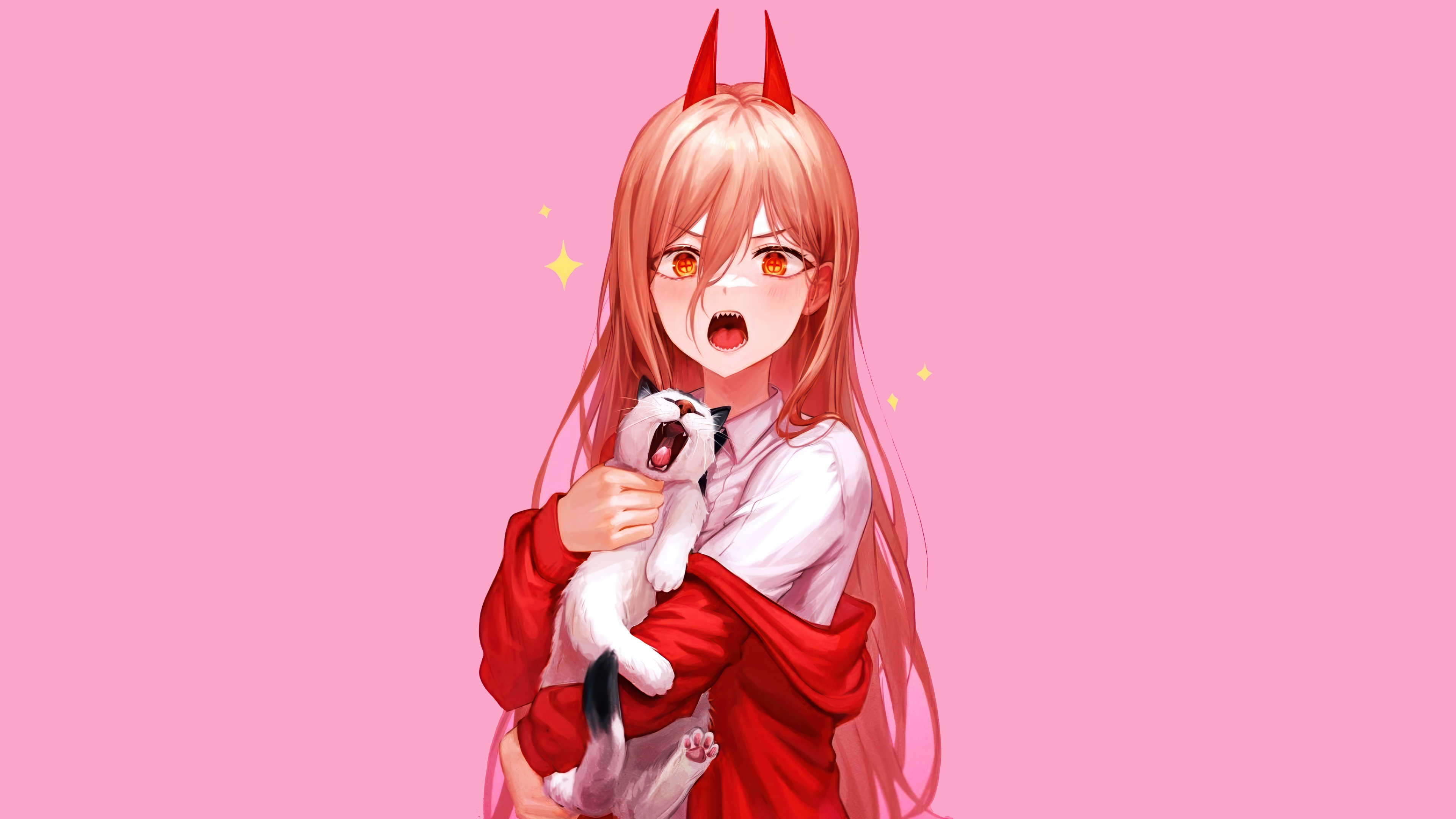 Power from Chainsaw Man holding a cat HD Wallpaper