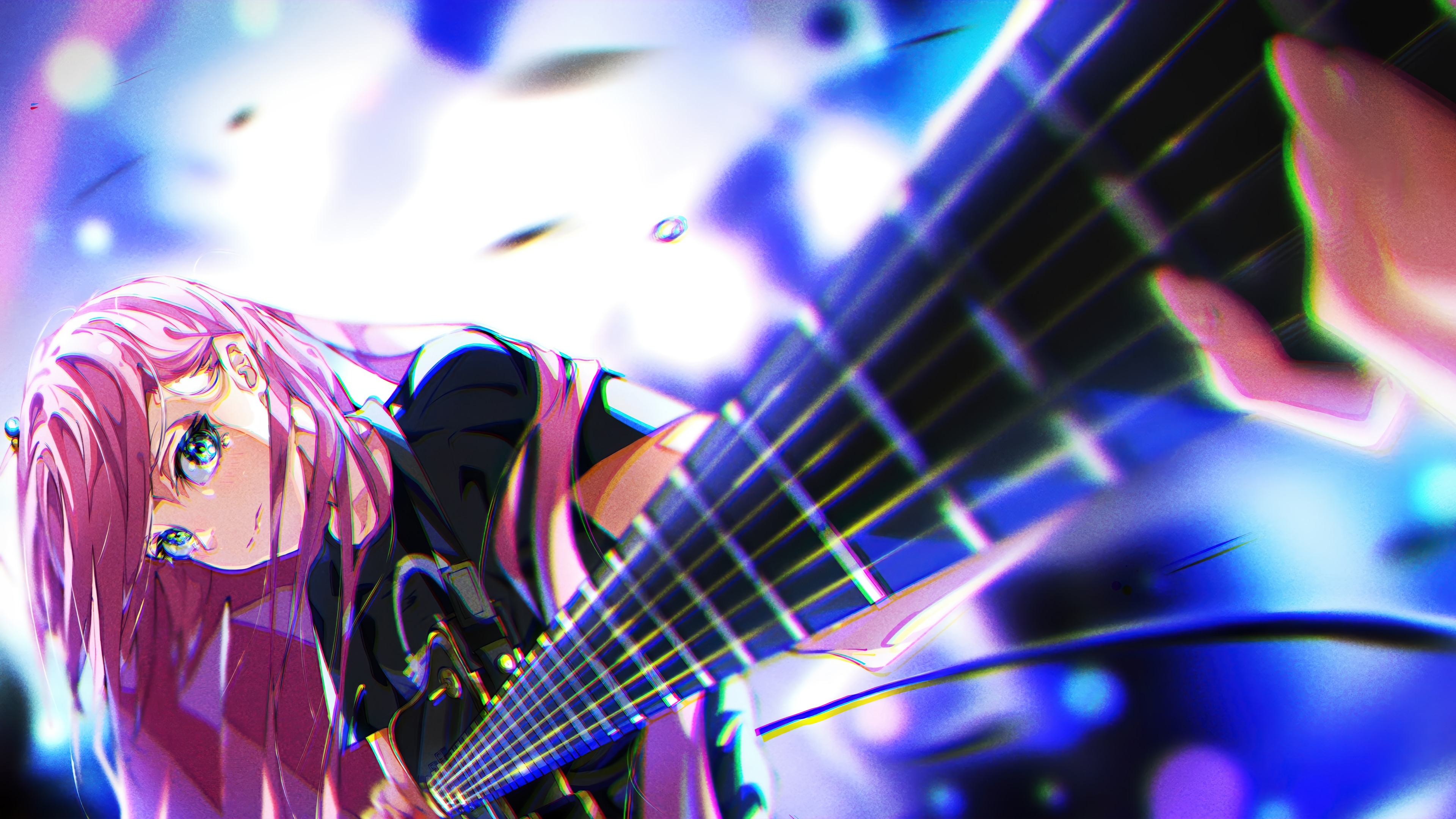 Hitori Gotoh Plays Guitar in Bocchi the Rock! 4K HD Wallpaper