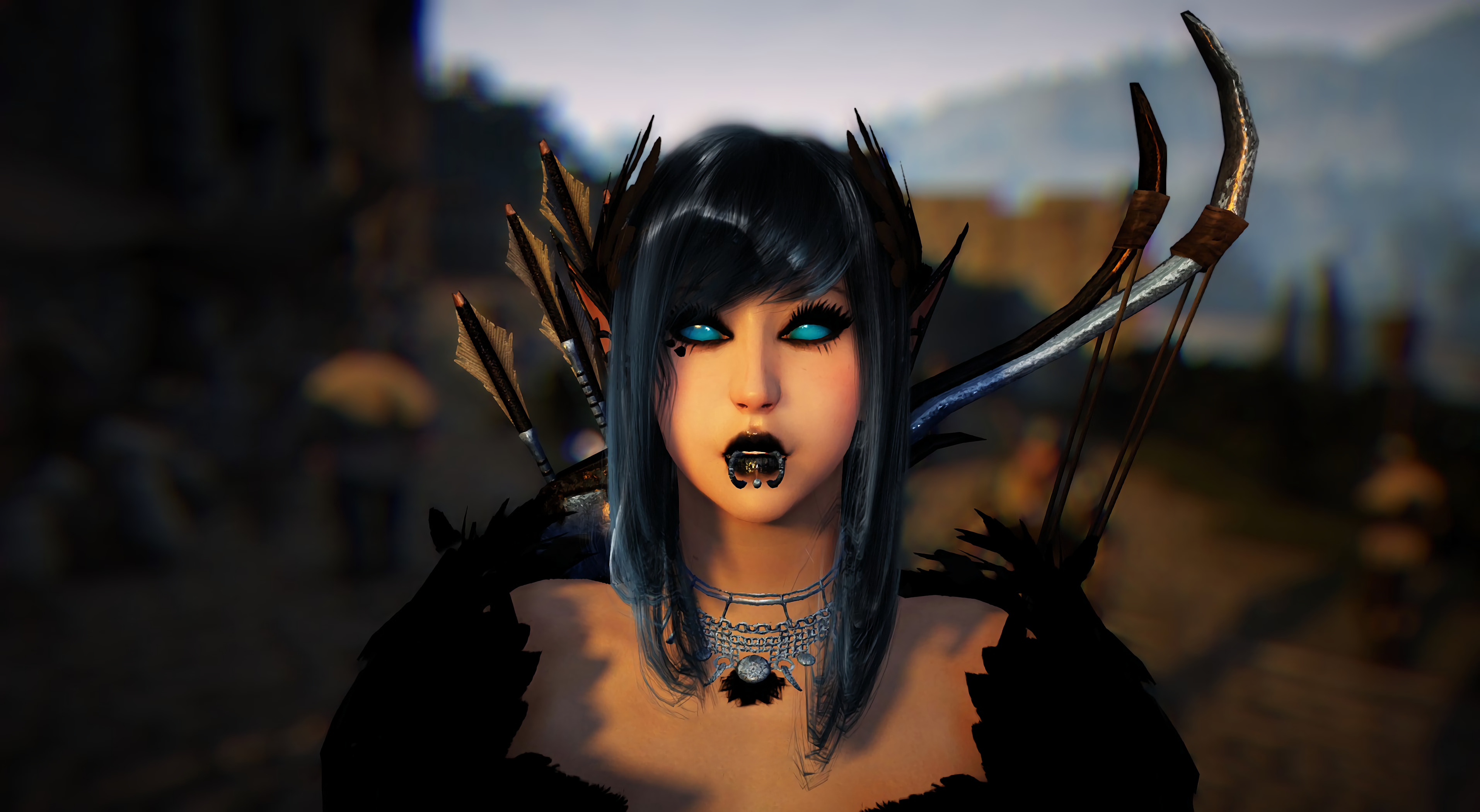 Elf with blue eyes and bow in Black Desert Online HD Wallpaper