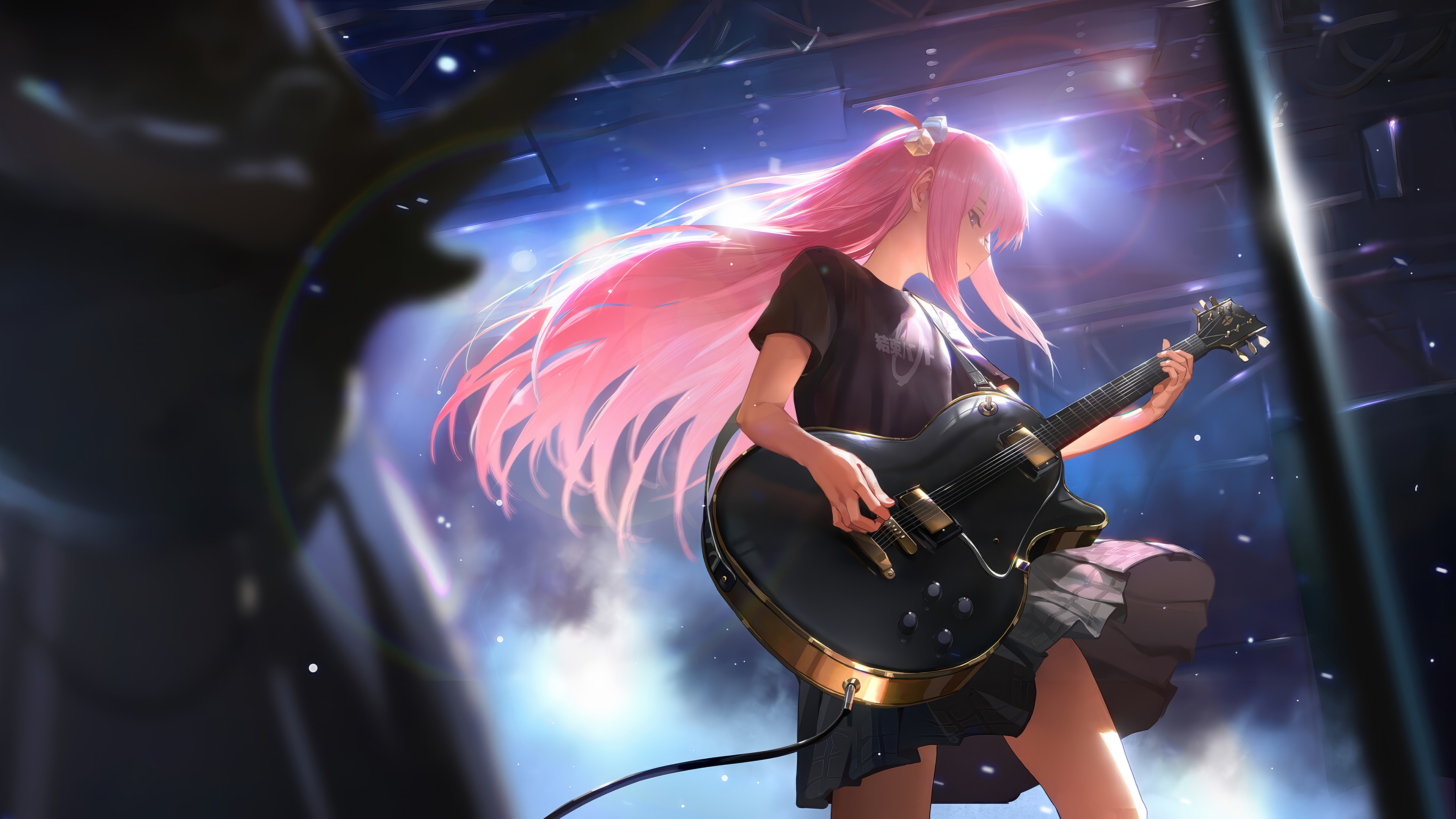 Hitori Gotoh playing guitar on stage in 4K HD Wallpaper