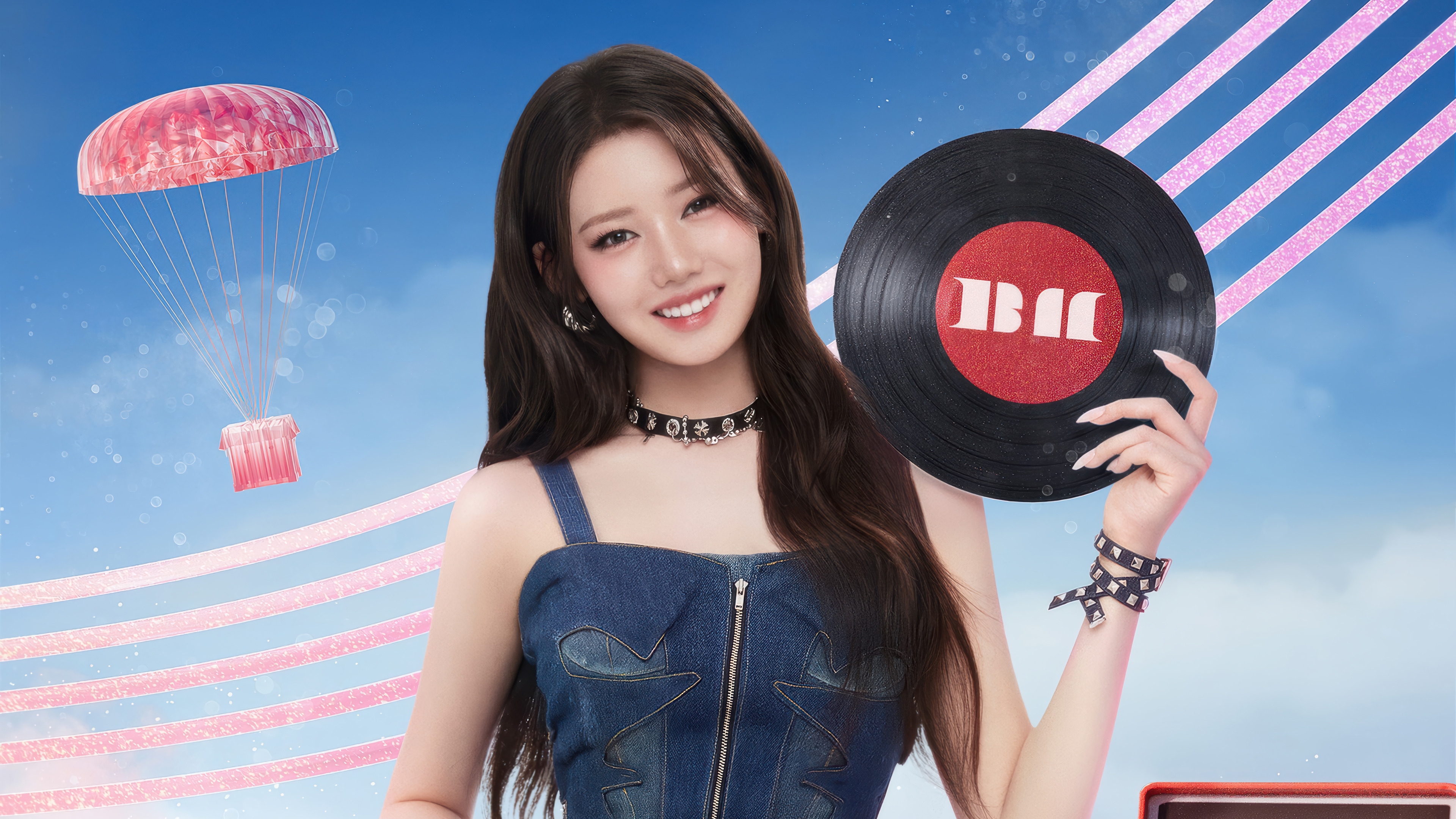 Rora from BABYMONSTER holding a vinyl record HD Wallpaper
