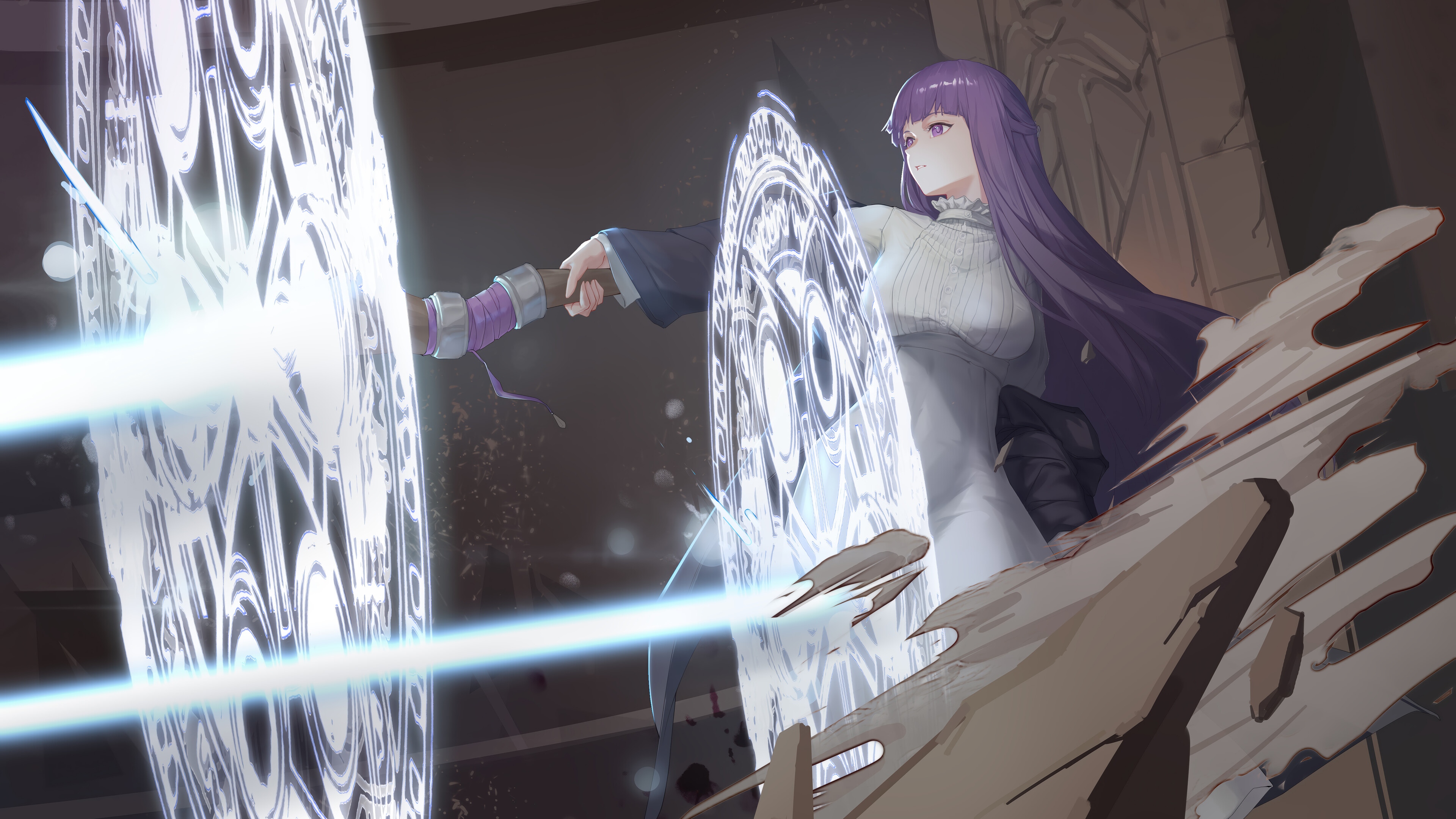 Fern uses magic shields in 4K HD Wallpaper