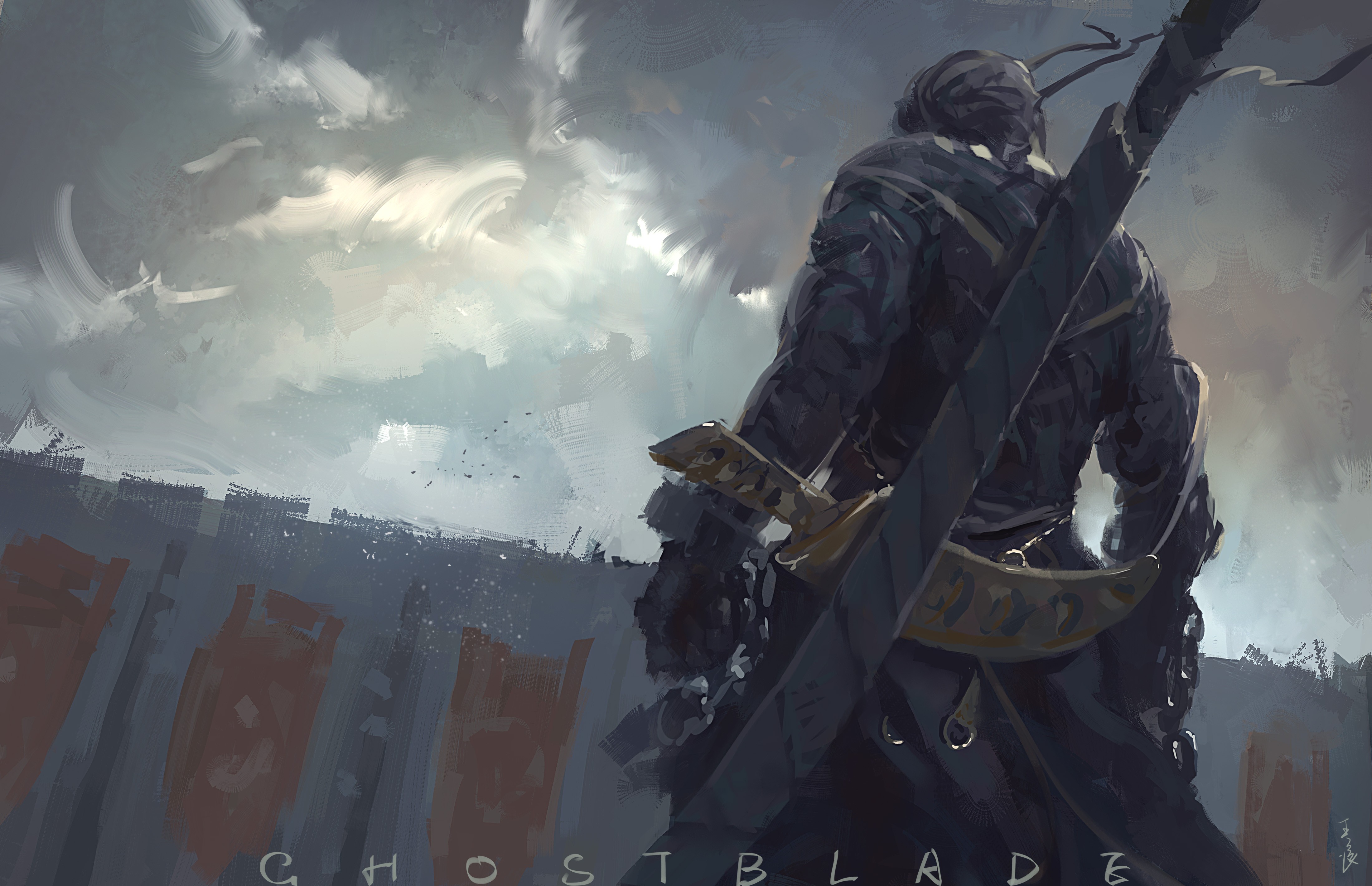 Ghostblade Artwork by WLOP HD Wallpaper