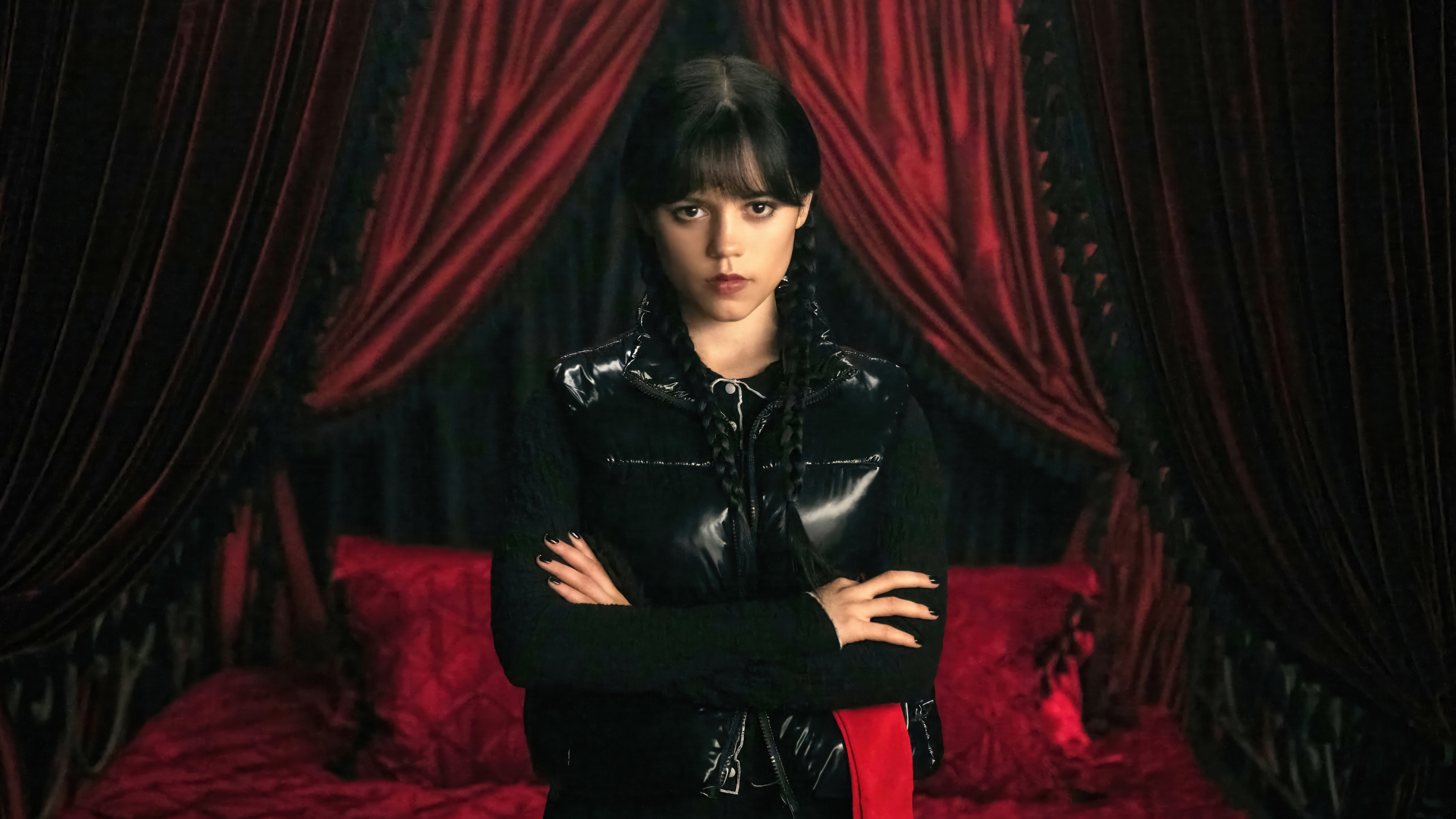 Jenna Ortega as Wednesday Addams in 4K HD Wallpaper