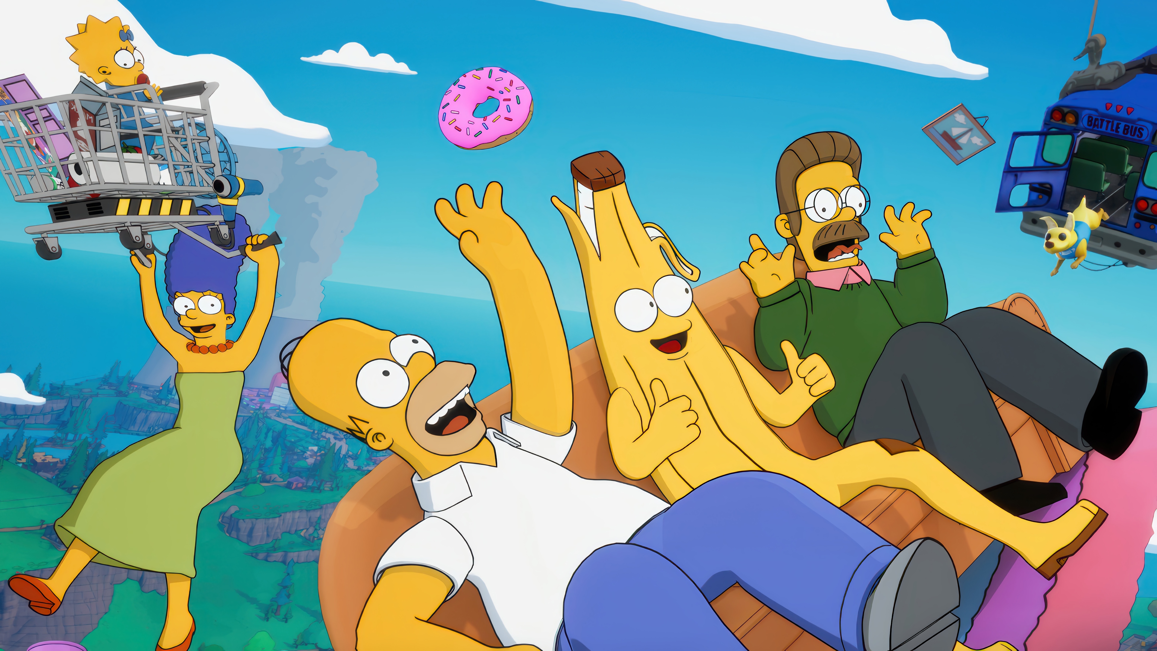 The Simpsons characters in Fortnite 4K HD Wallpaper