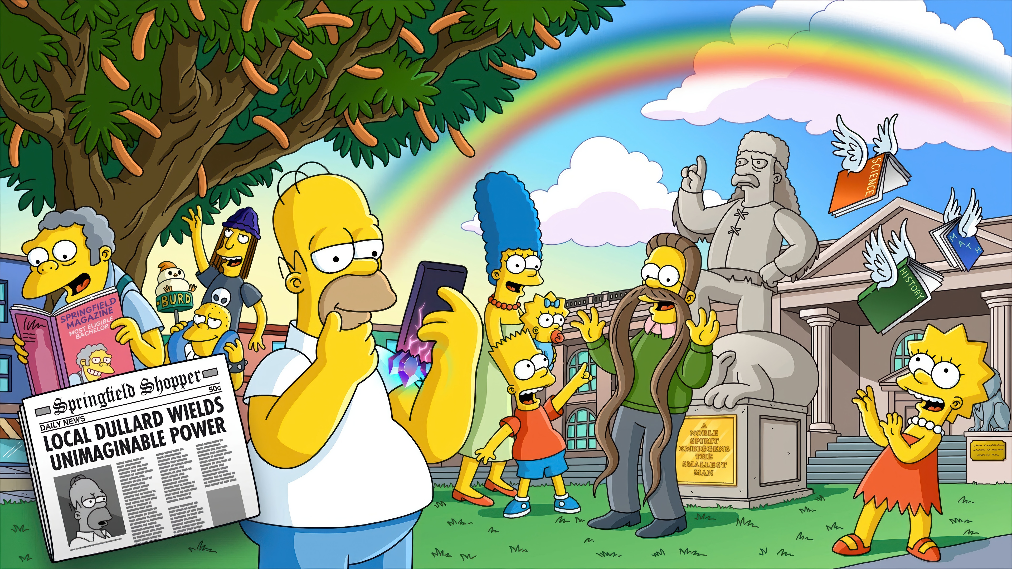 The Simpsons Characters in Springfield HD Wallpaper