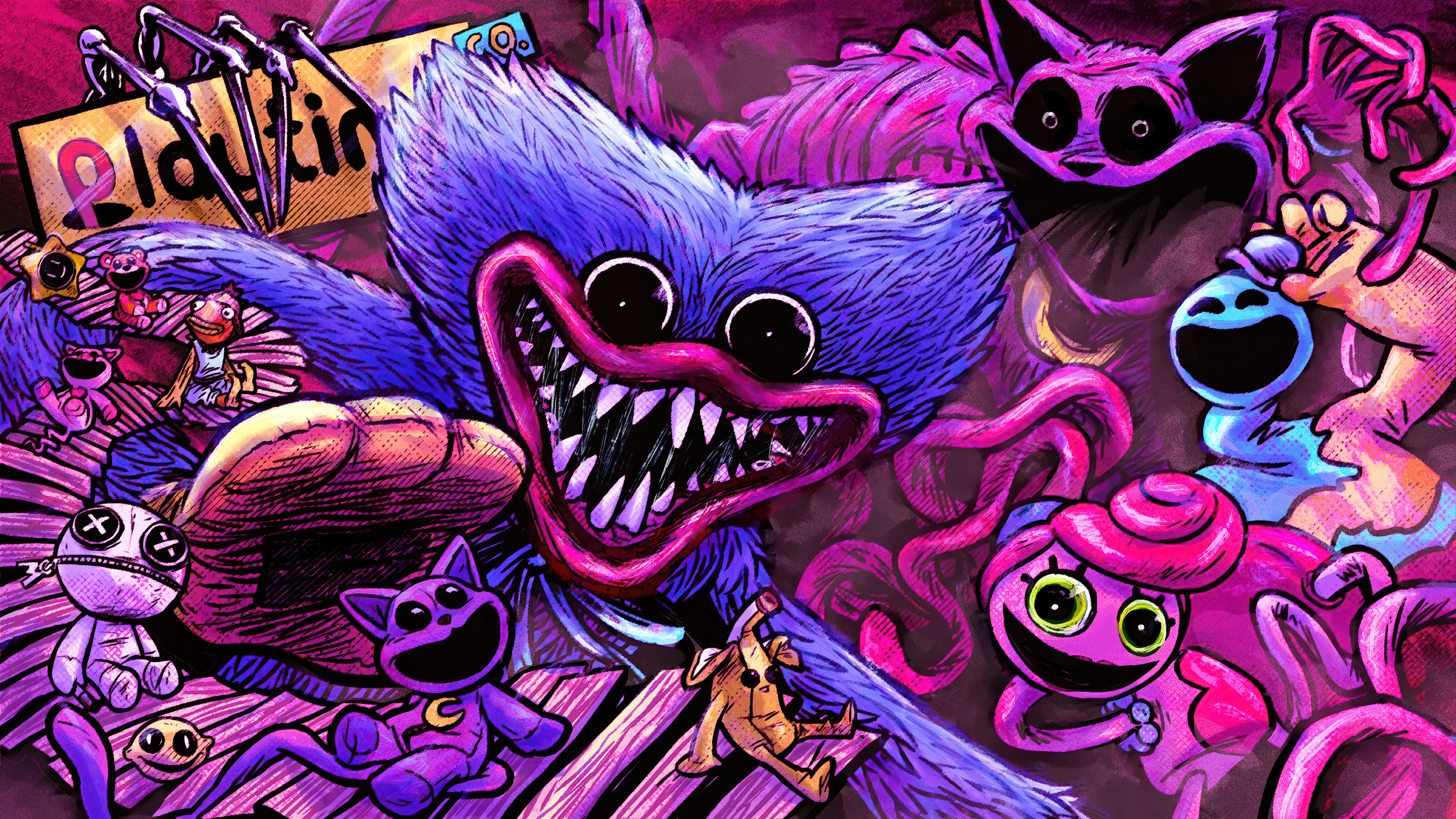 Poppy Playtime Characters in Fortnite 4K HD Wallpaper