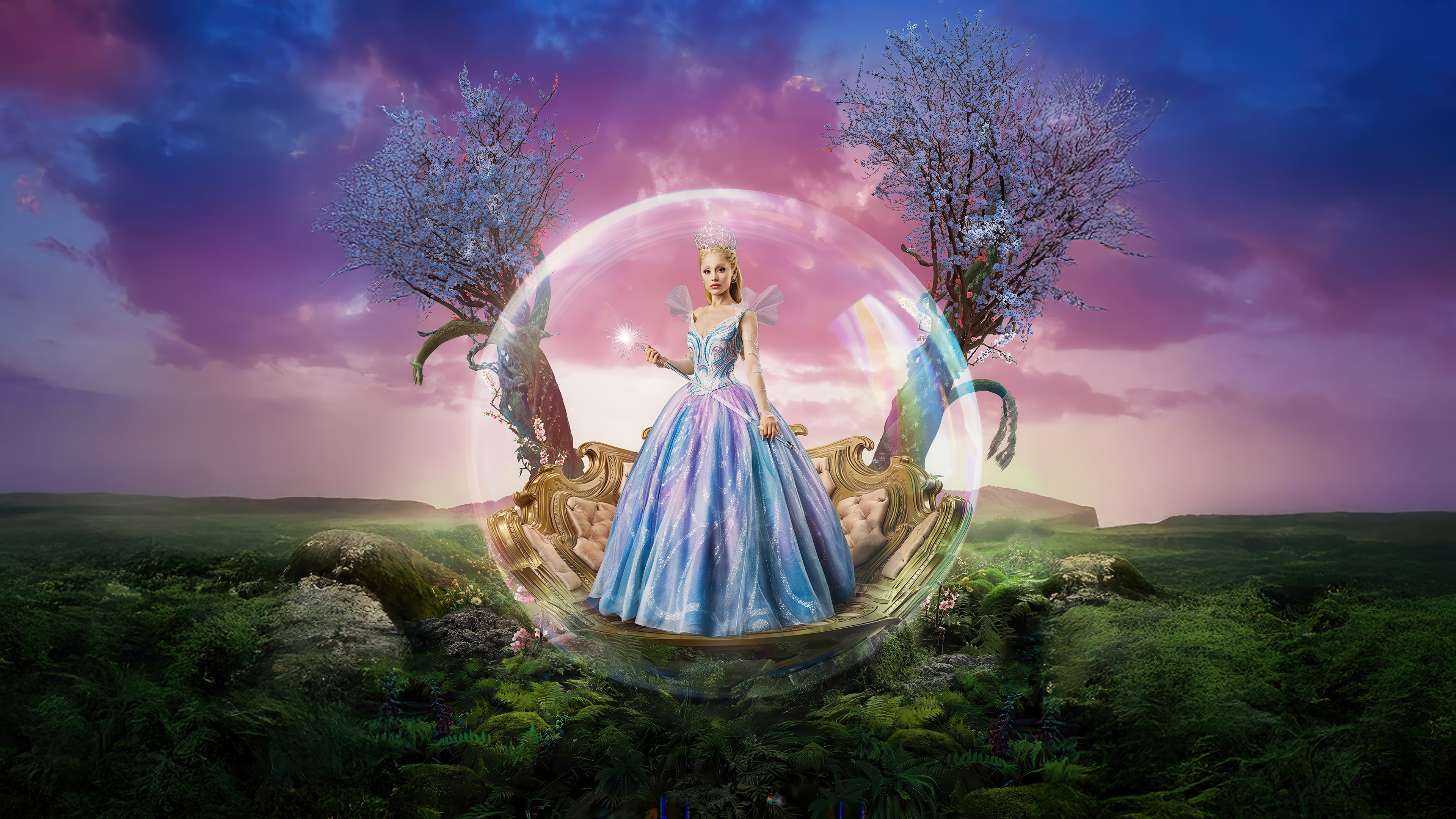 Glinda in a bubble from Wicked: For Good 4K HD Wallpaper