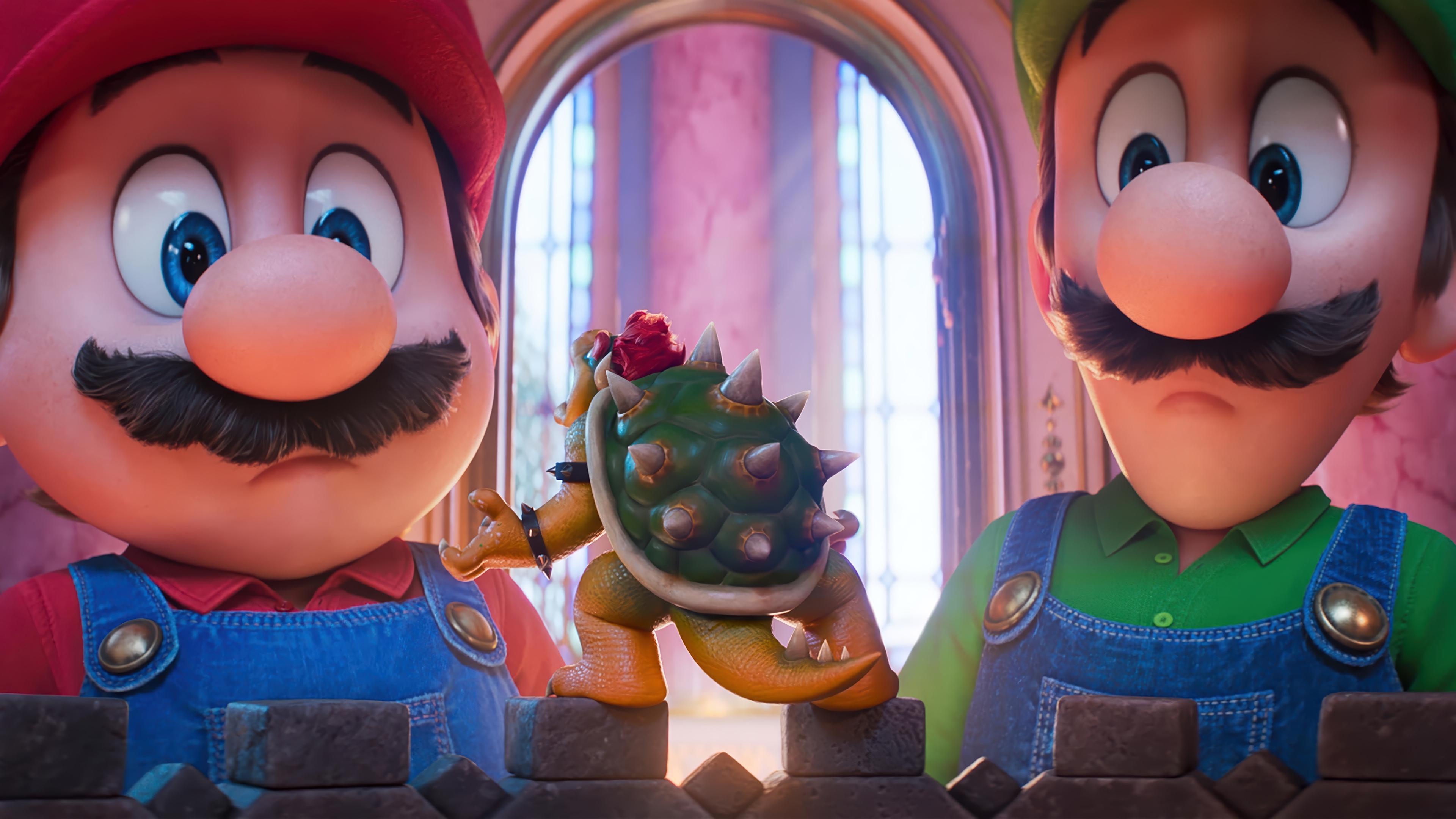 Mario, Luigi, and Bowser in The Super Mario Galaxy Movie 4K HD Wallpaper