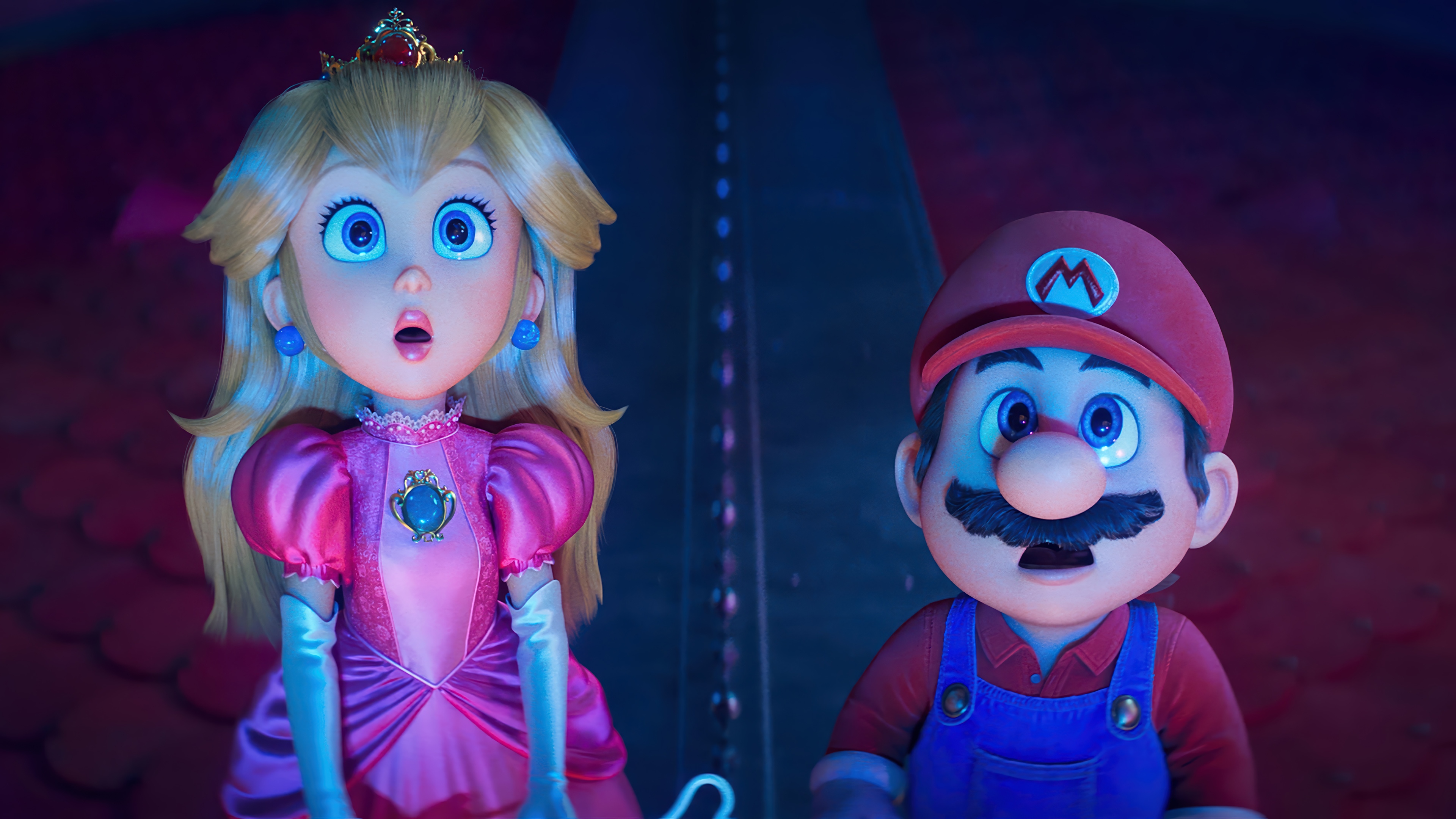 Mario and Princess Peach in The Super Mario Galaxy Movie 4K HD Wallpaper