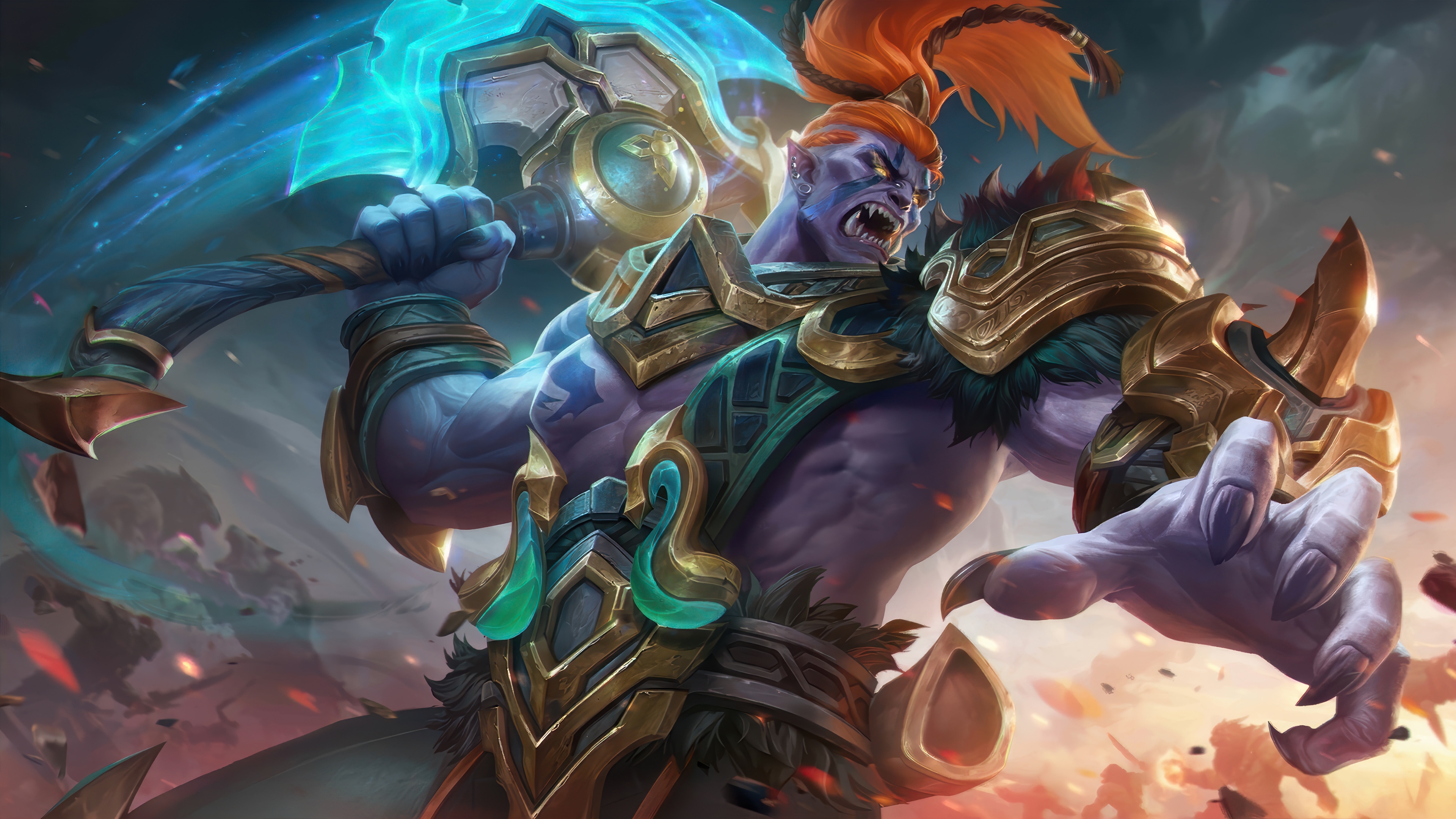 Balmond from Mobile Legends holding a glowing axe HD Wallpaper