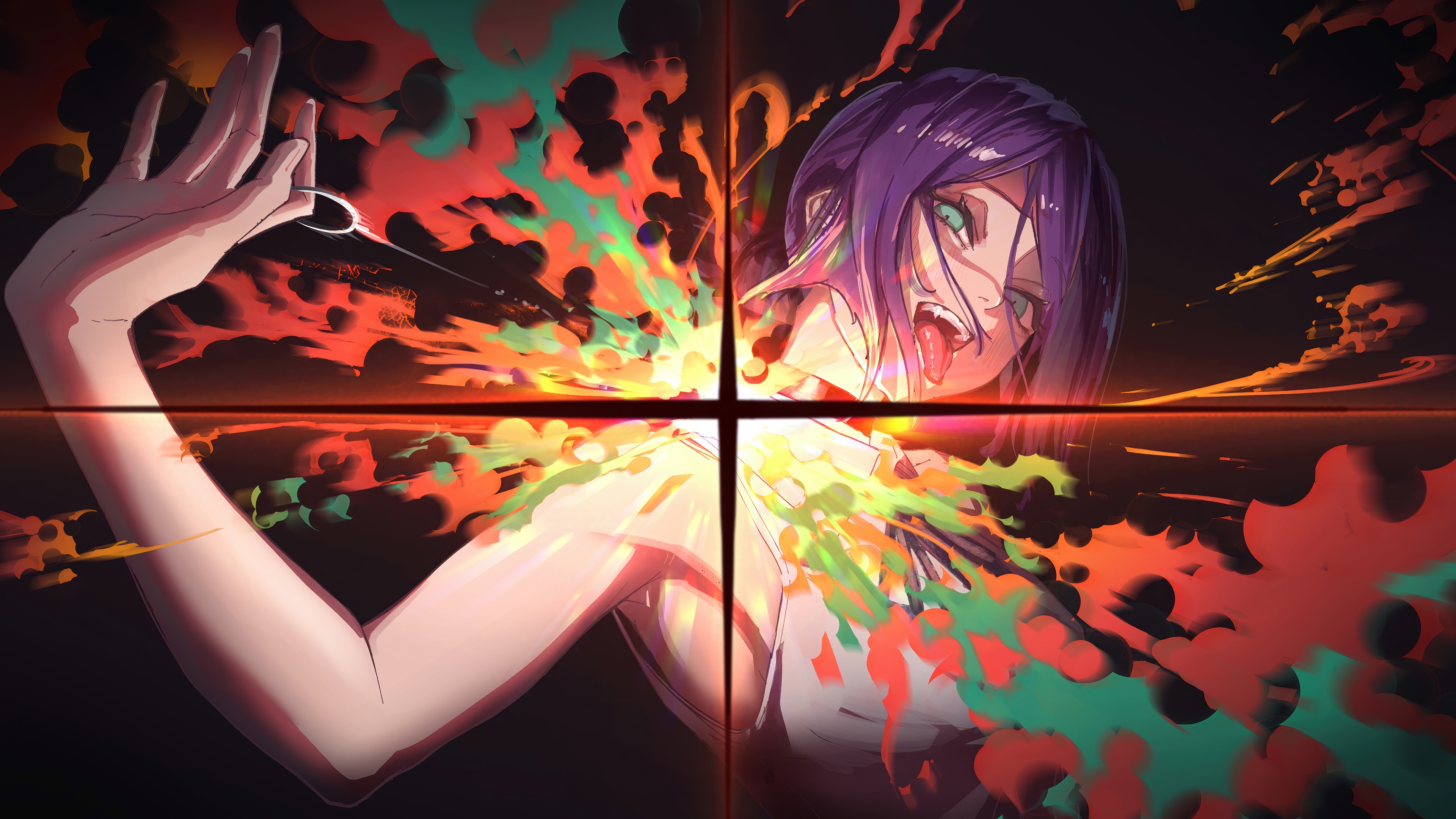 Reze from Chainsaw Man exploding in color HD Wallpaper