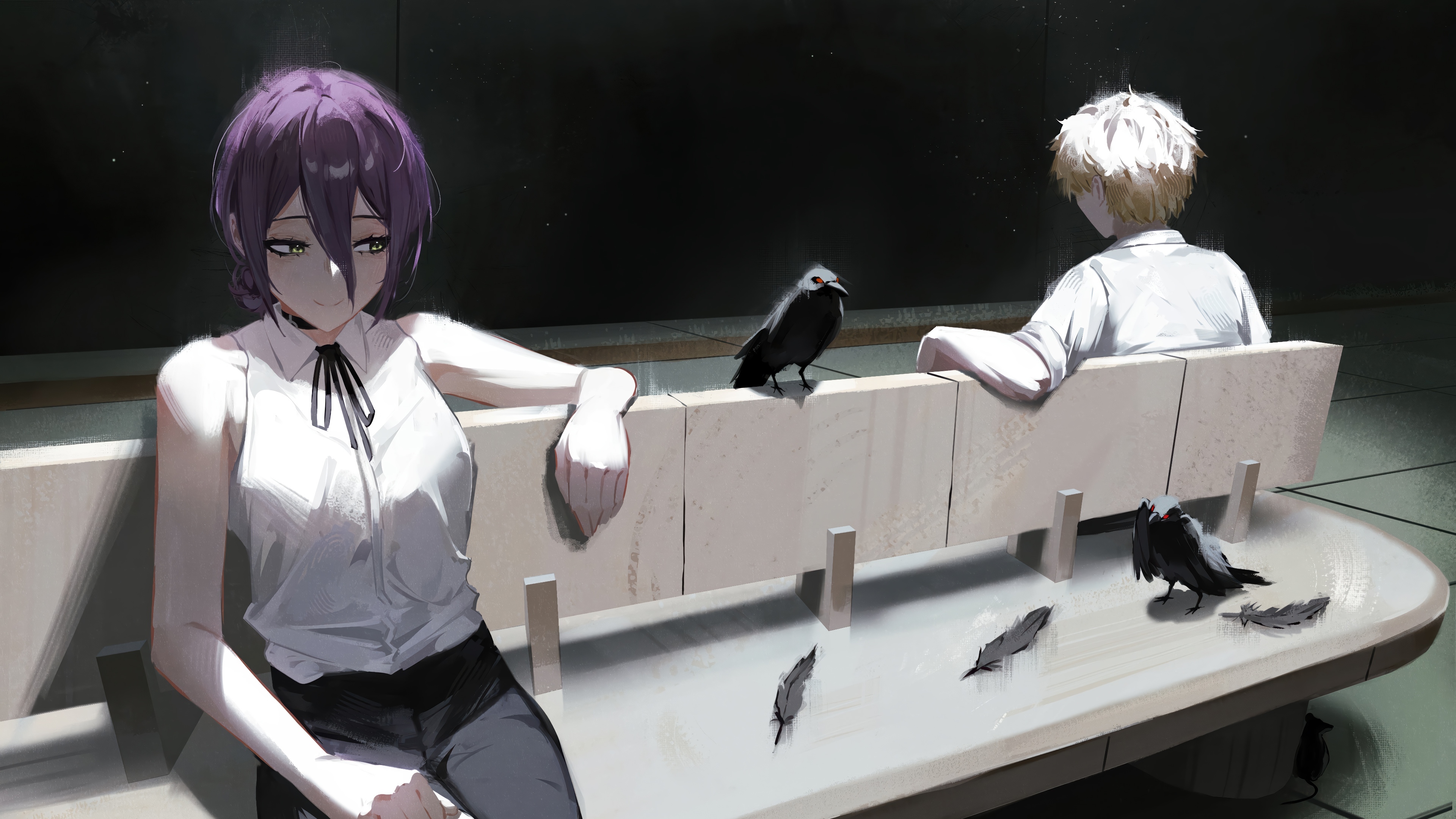Reze and Denji with Crows 4K HD Wallpaper