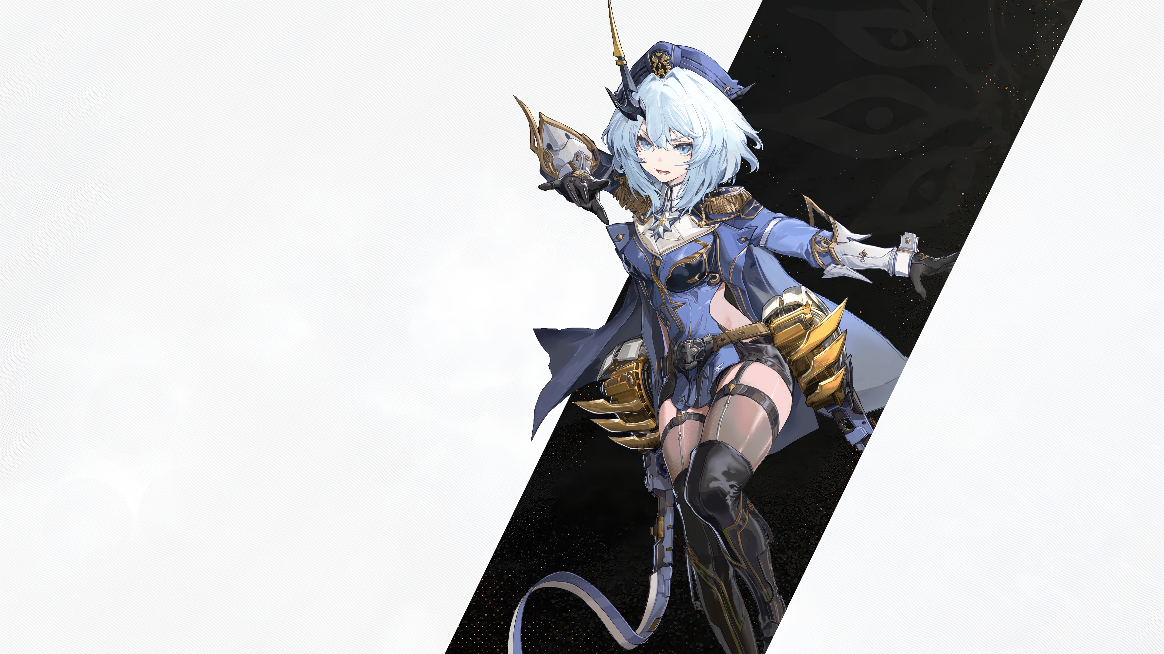 Duet Night Abyss Character in Blue Military Outfit HD Wallpaper