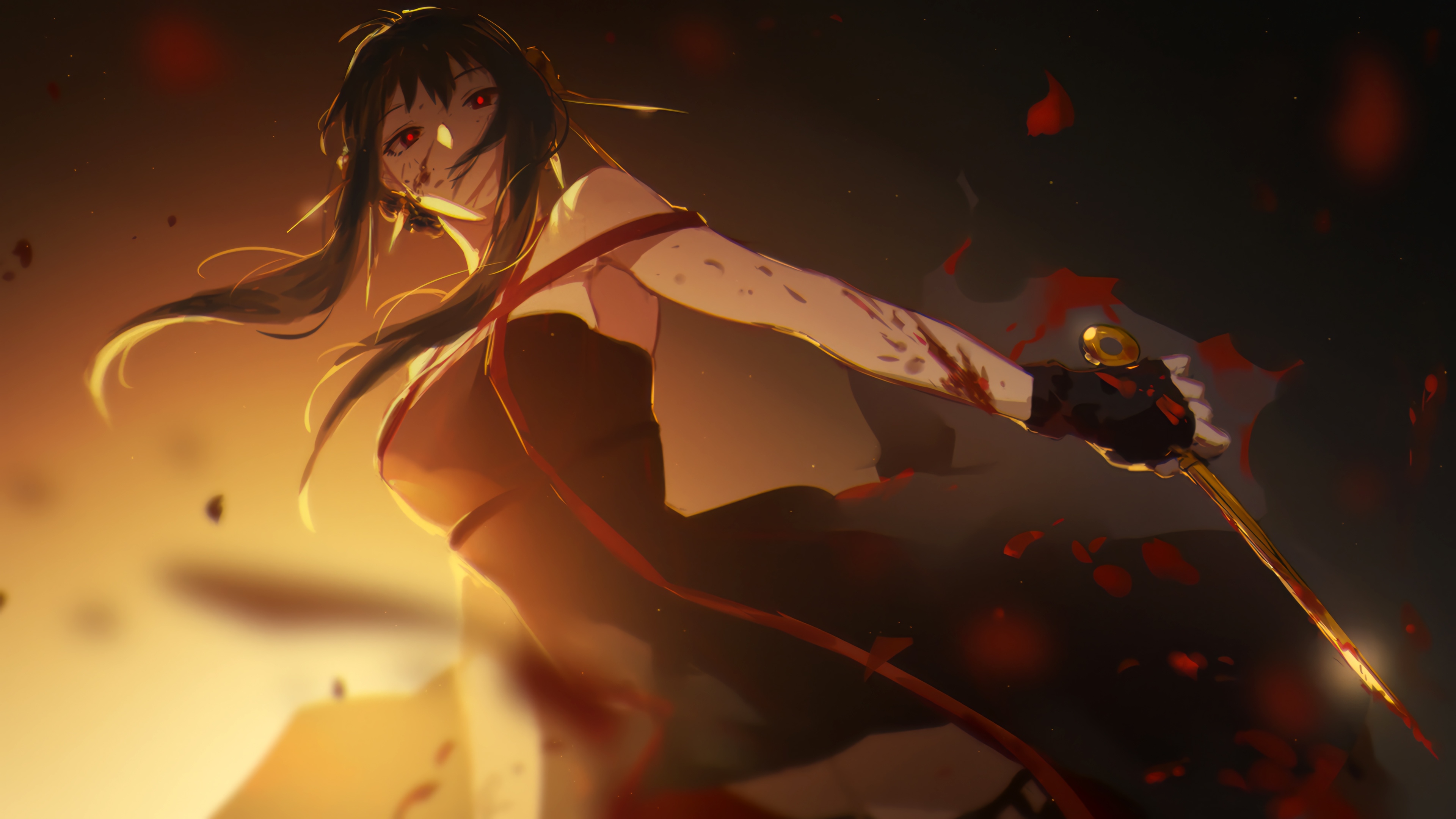 Yor Forger from Spy x Family with a bloody dagger HD Wallpaper