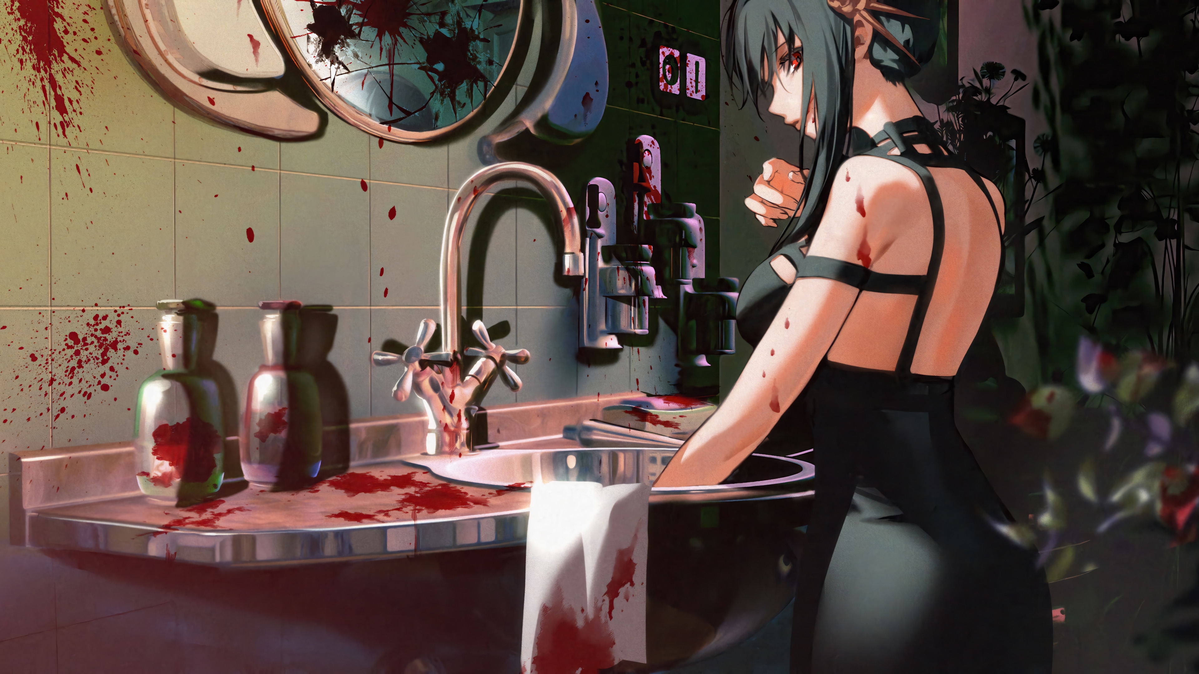 Yor Forger in a bloody bathroom 4K HD Wallpaper