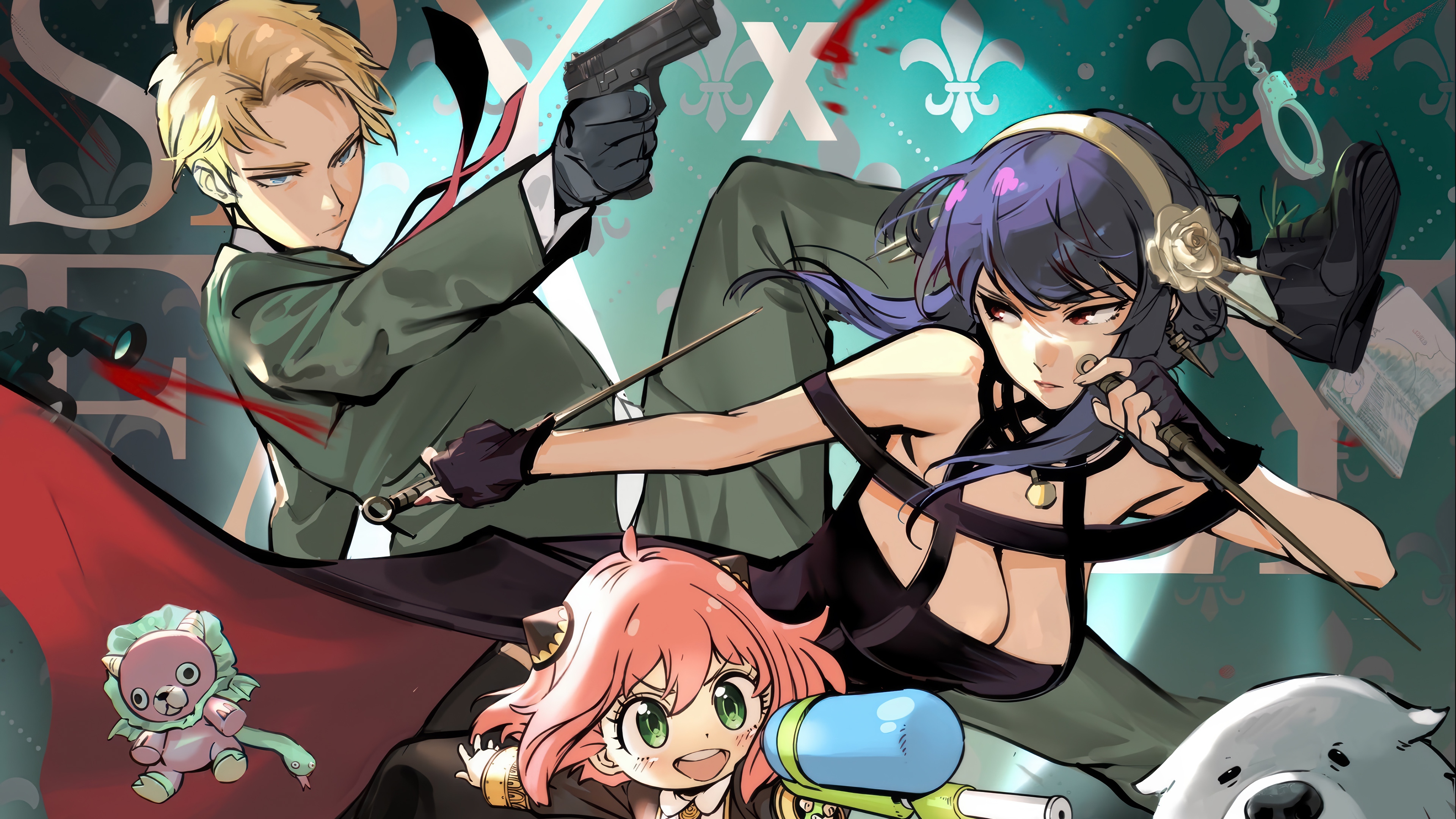 Spy x Family: Loid, Yor, Anya, and Bond HD Wallpaper