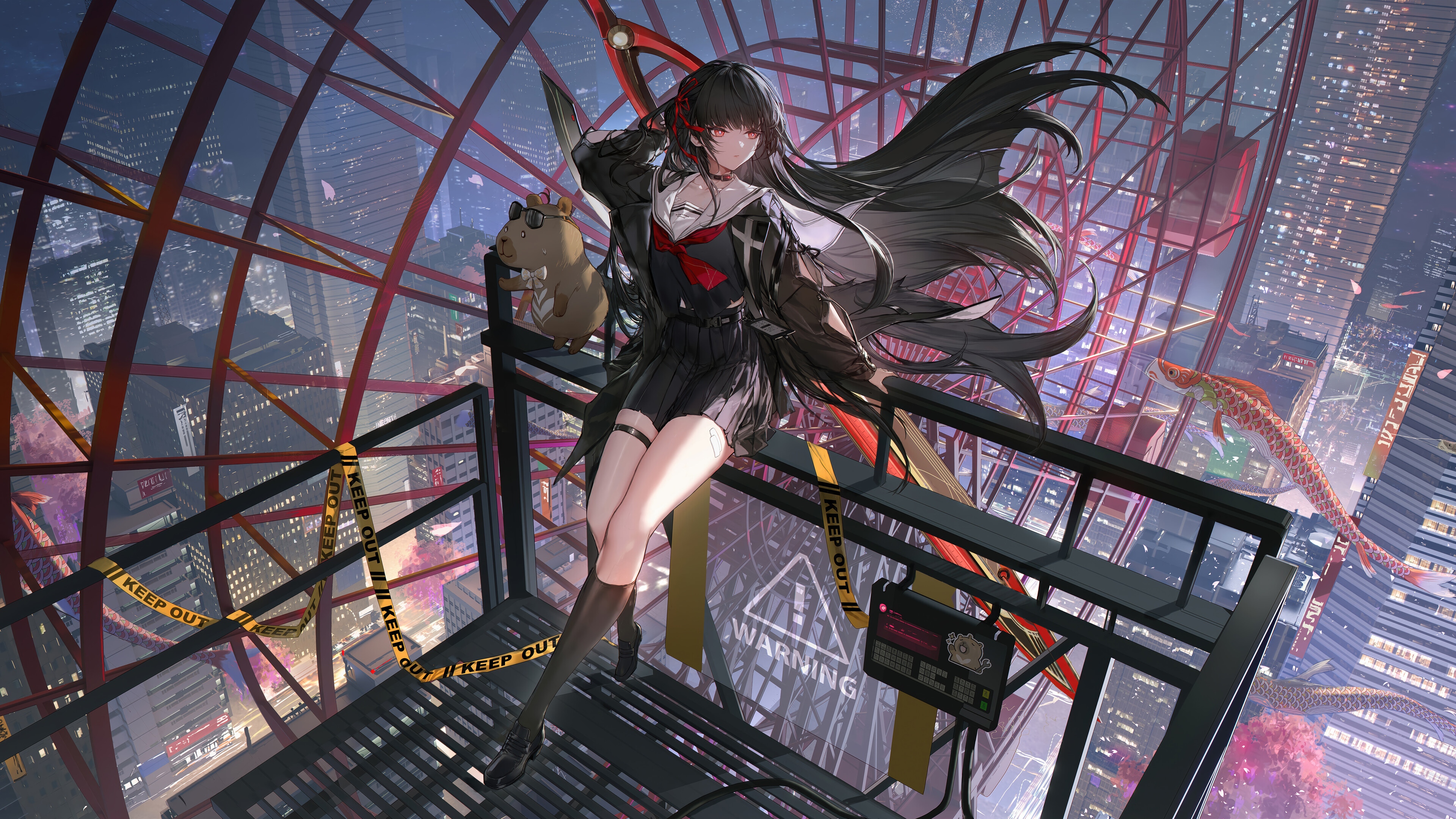 Chisa from Wuthering Waves in a city HD Wallpaper