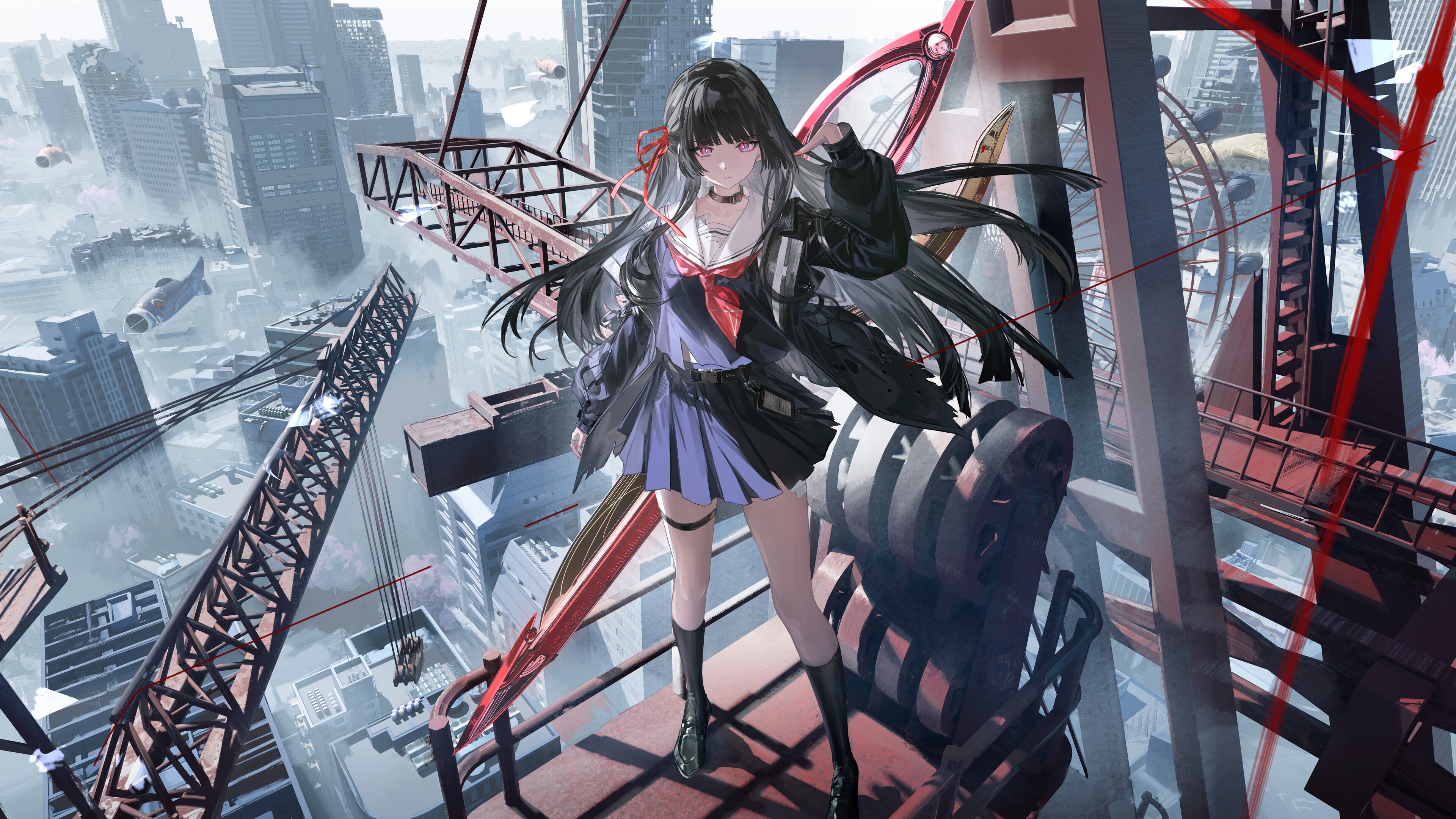 Chisa from Wuthering Waves in a city HD Wallpaper