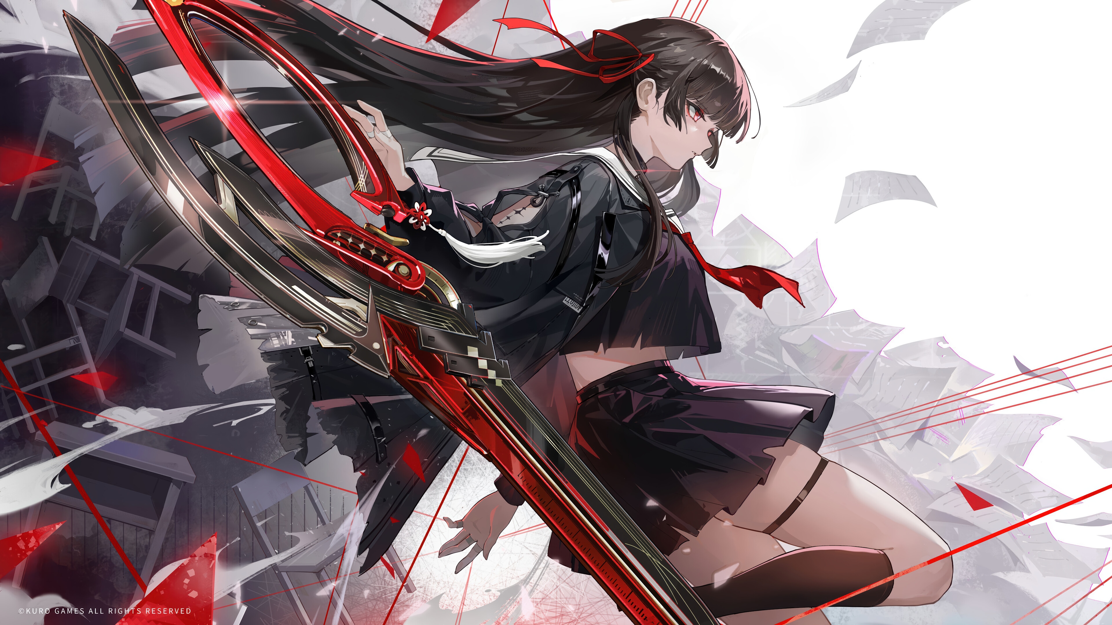 Chisa from Wuthering Waves with a large sword HD Wallpaper