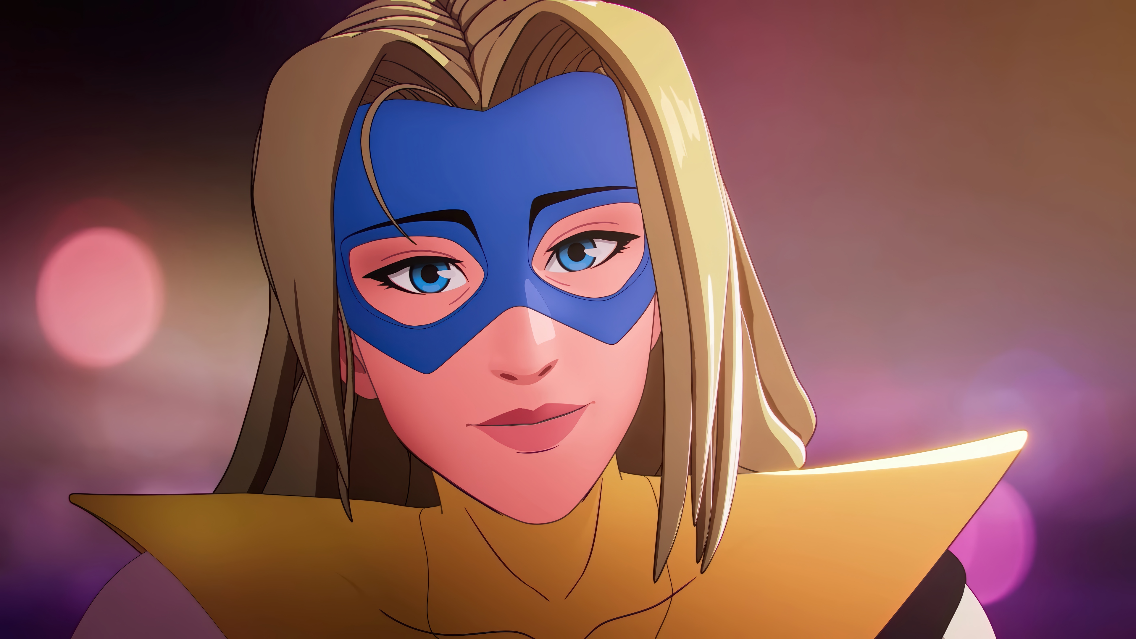 Captain Carter in a yellow and blue costume HD Wallpaper