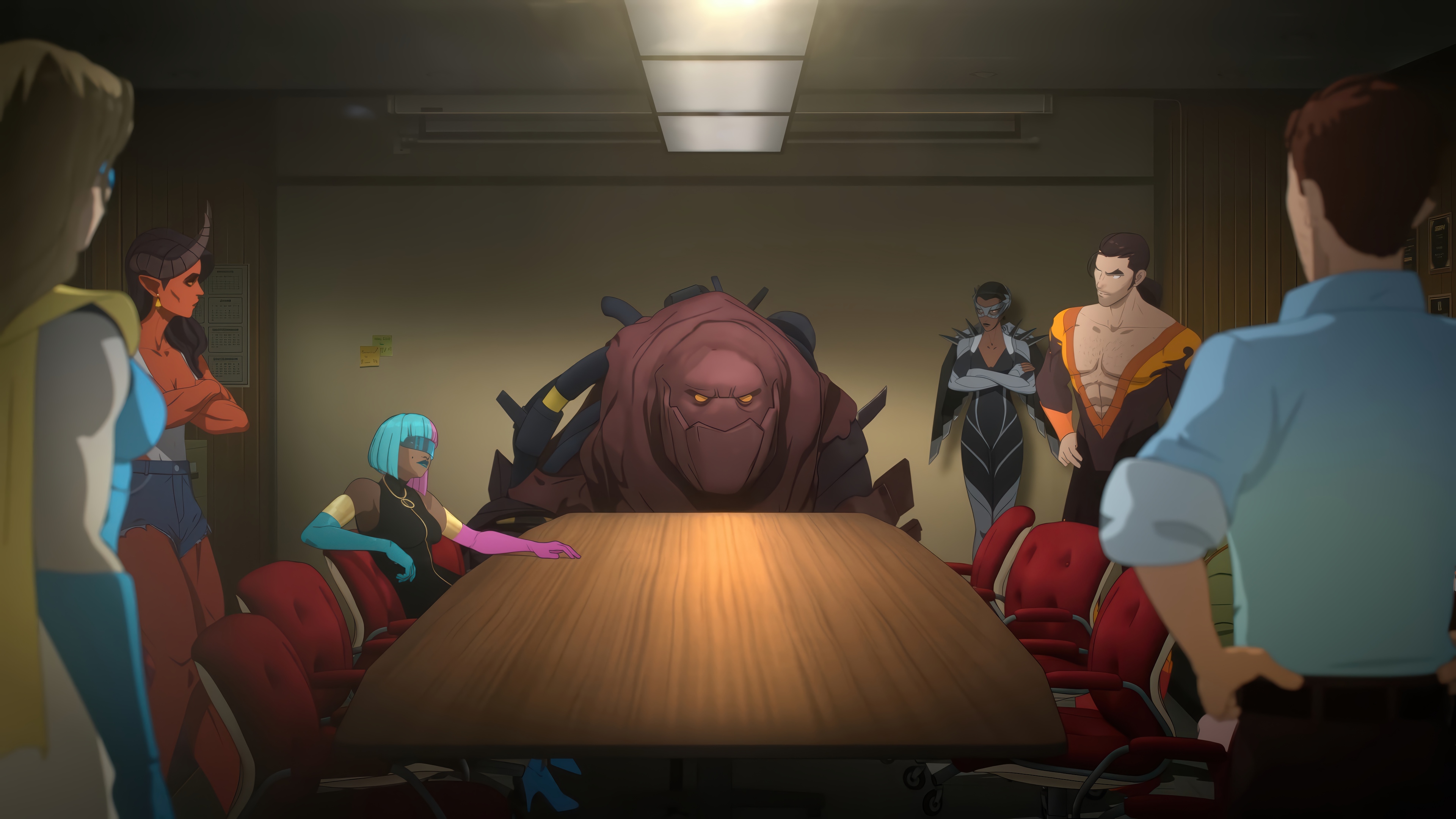 Dispatch - Game characters in a meeting room HD Wallpaper