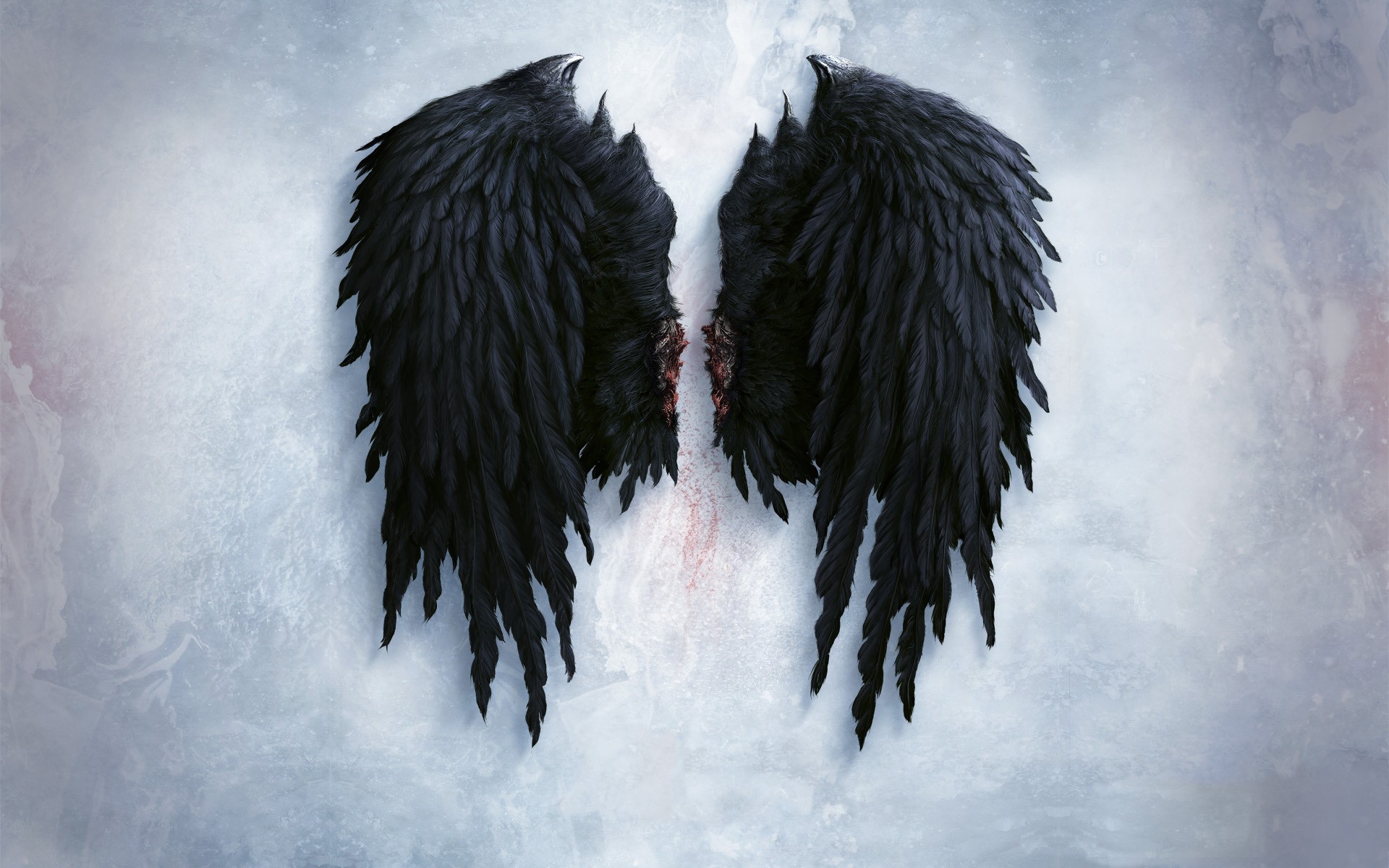 Black angel wings with bloody stumps HD Wallpaper