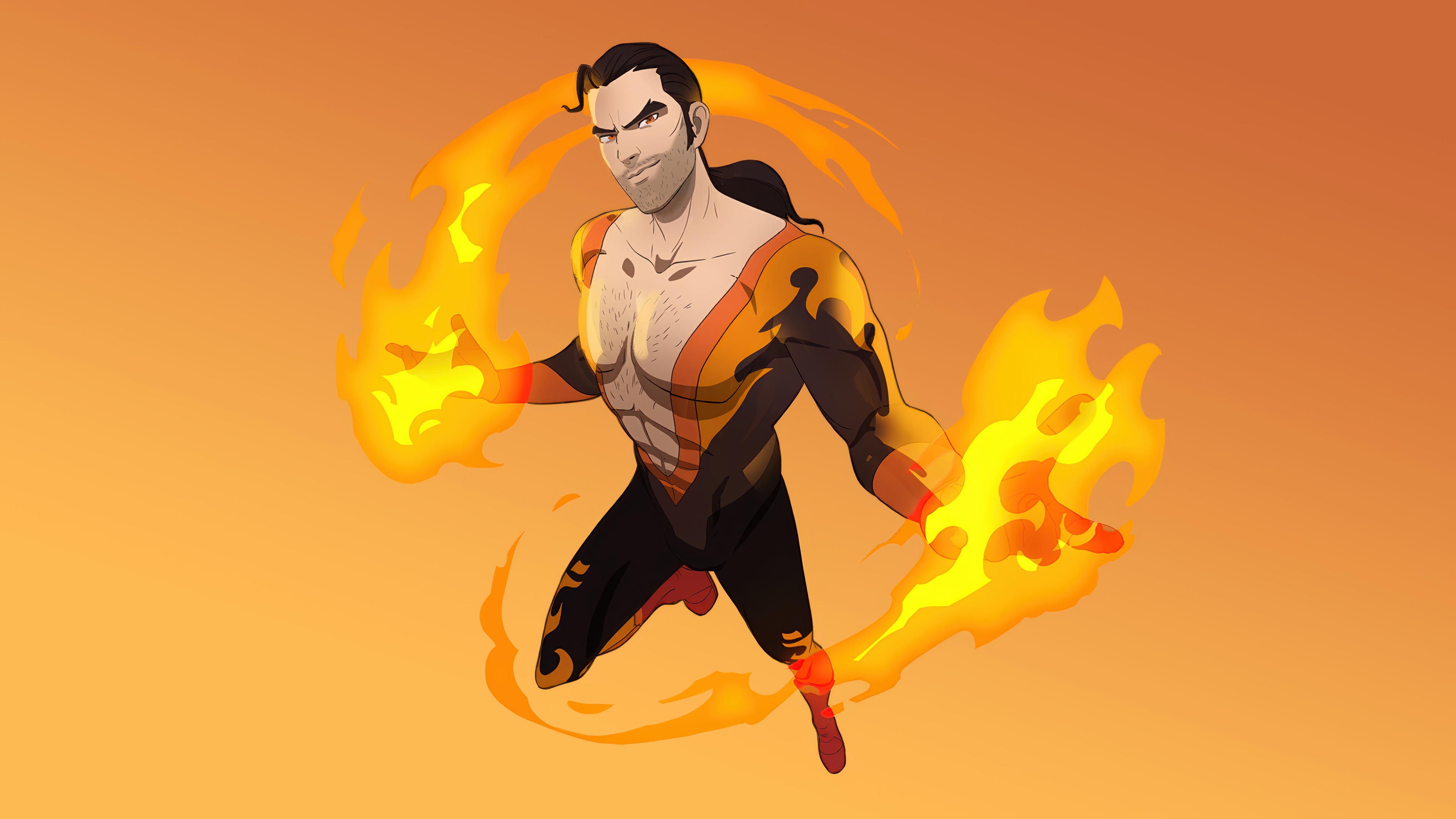 4K Dispatch - Game Character with Fire Powers HD Wallpaper