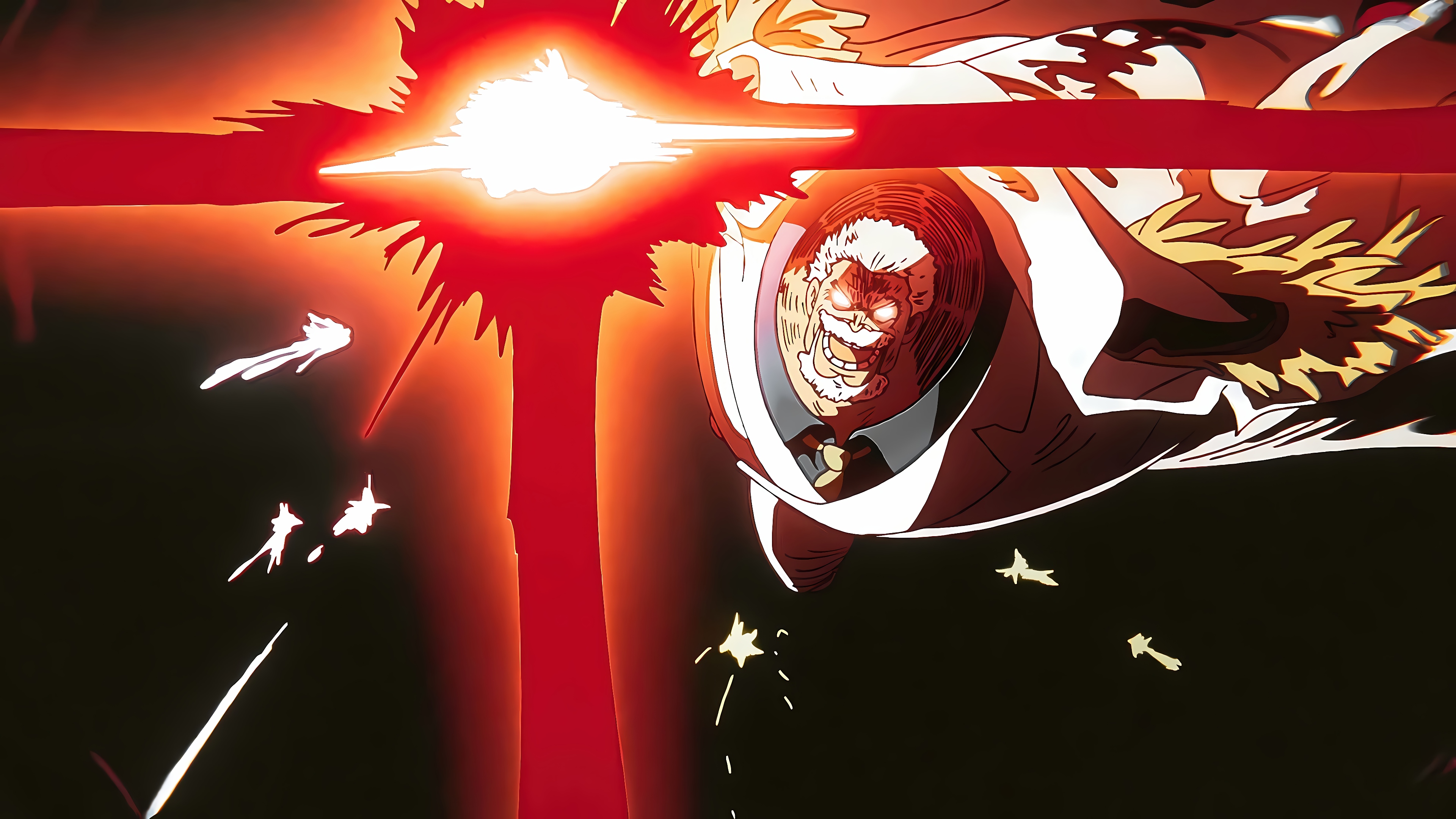 Monkey D. Garp firing a laser in One Piece 4K HD Wallpaper
