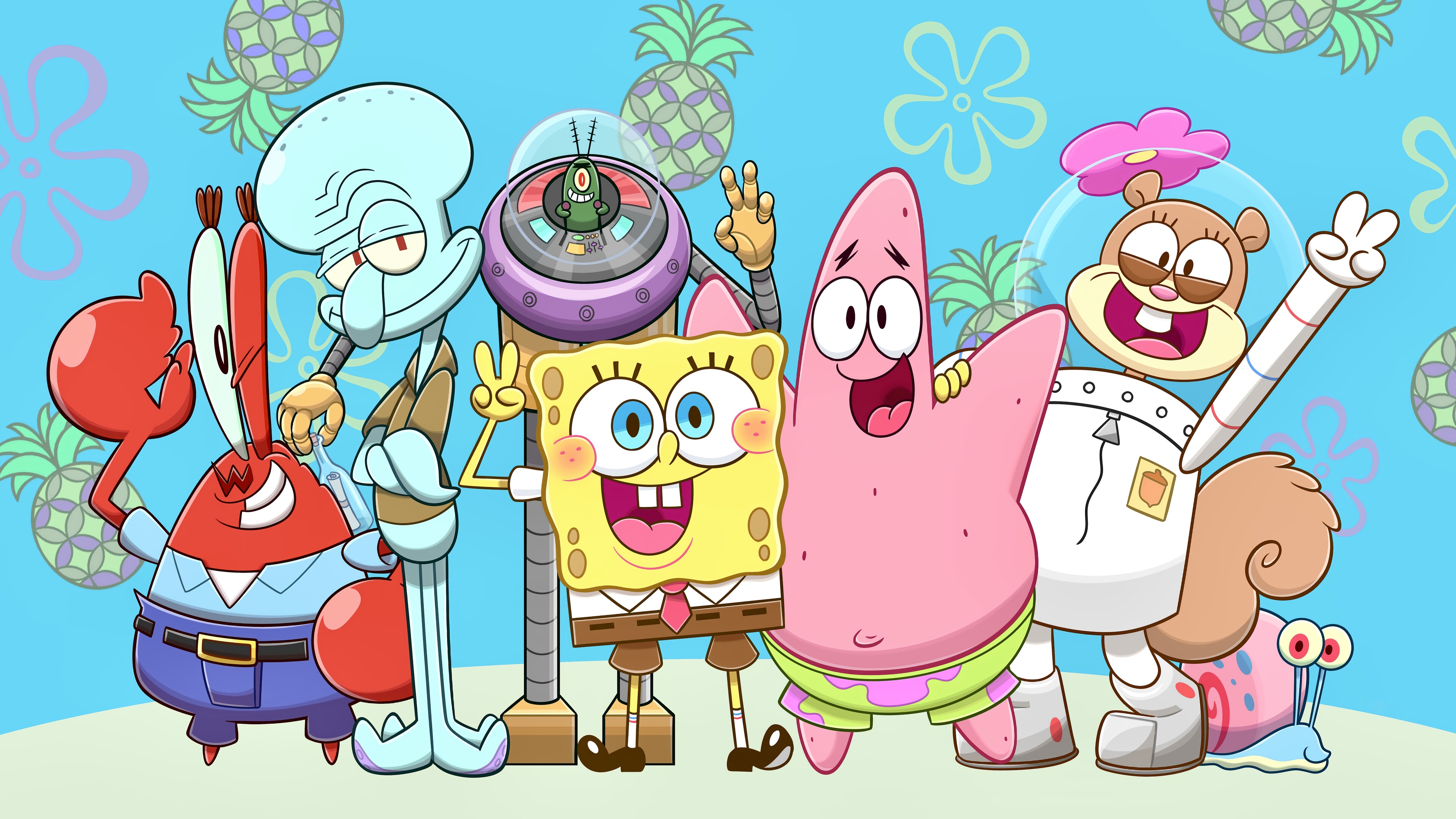 SpongeBob SquarePants Characters 4K HD Wallpaper