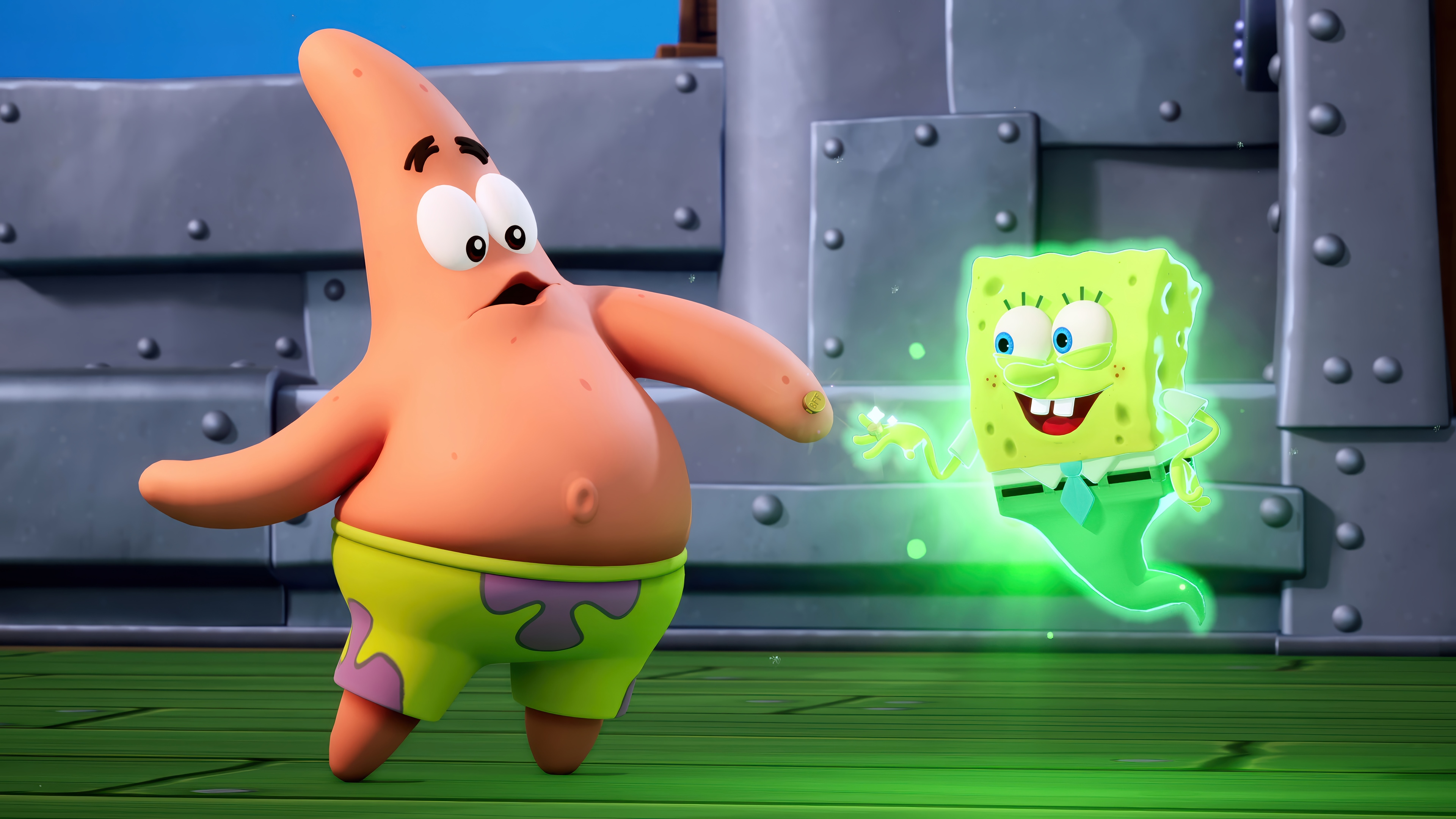 Patrick Star and Ghost SpongeBob SquarePants in 4K HD Wallpaper