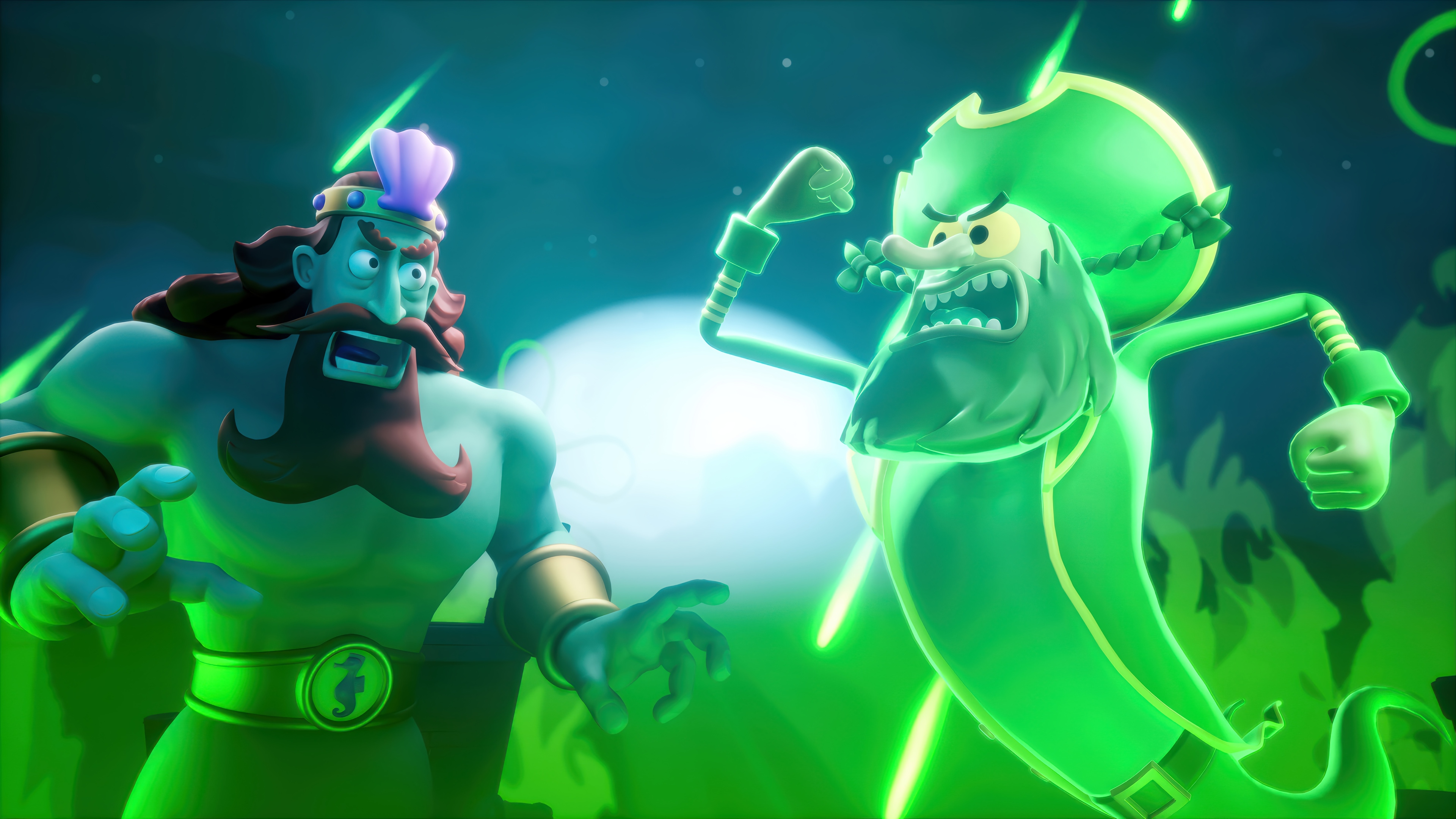King Neptune and The Flying Dutchman in SpongeBob SquarePants: Titans of the Tide 4K HD Wallpaper