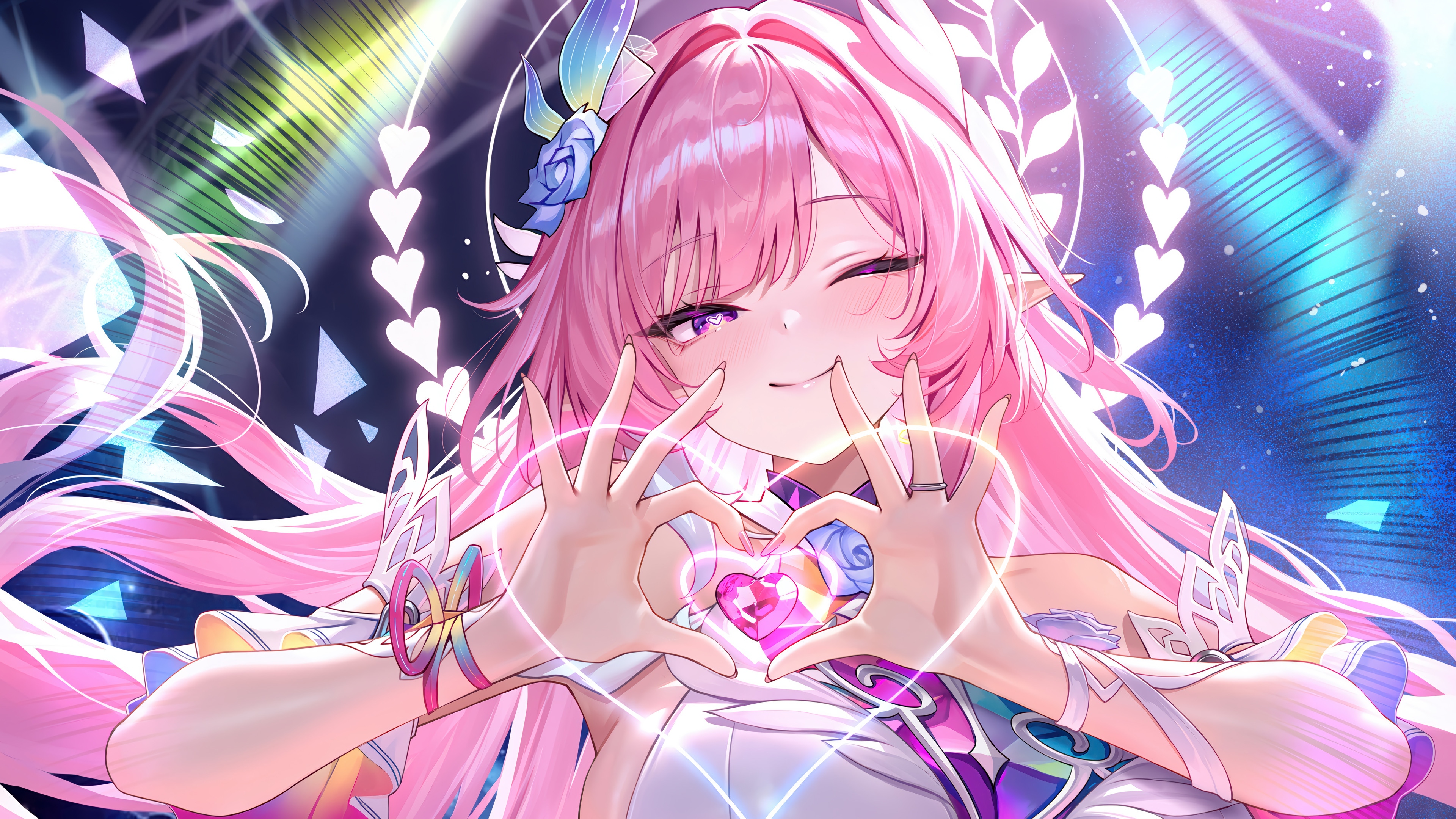 Cyrene from Honkai: Star Rail winks and makes a heart shape HD Wallpaper