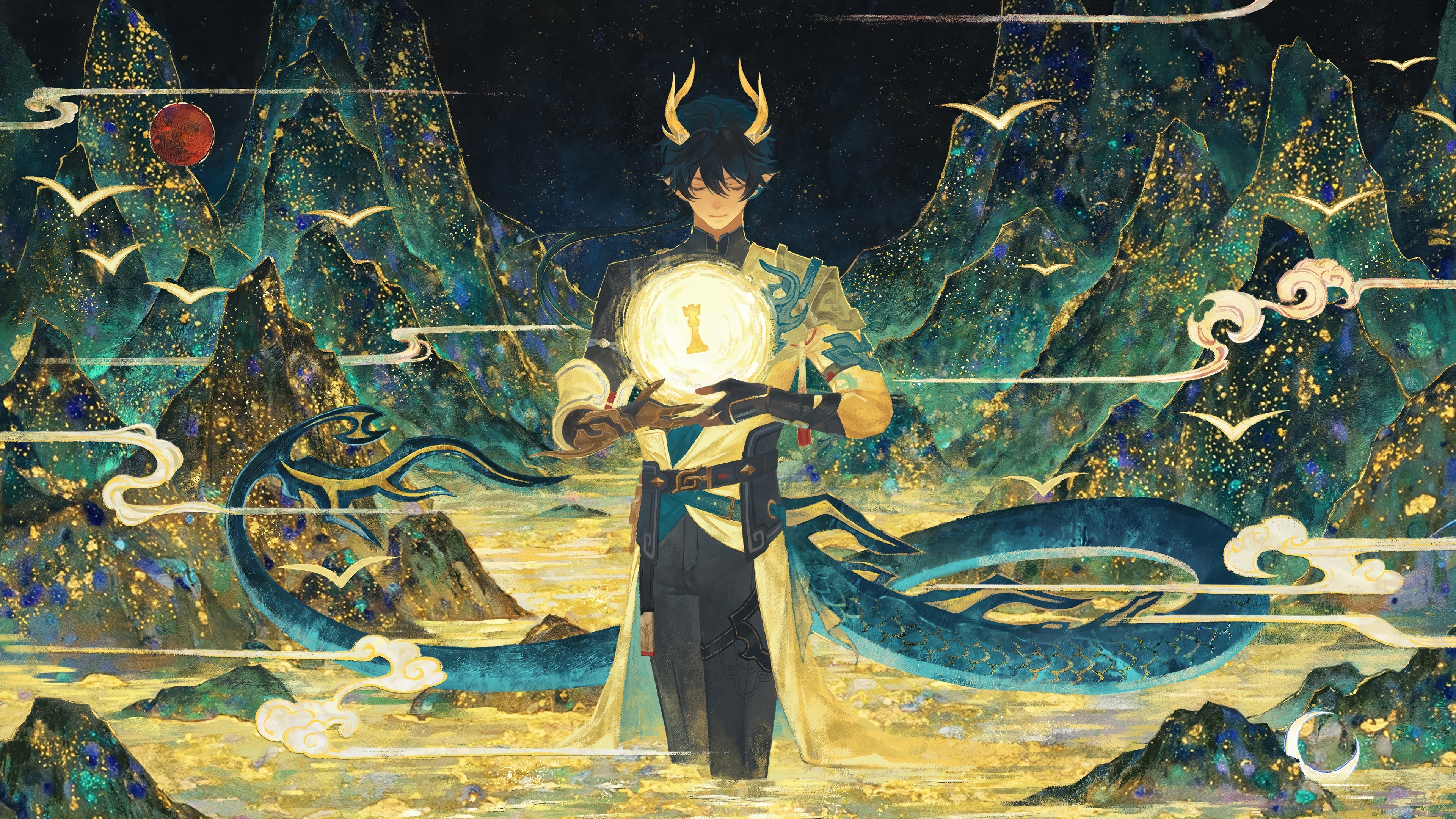Dan Heng from Honkai: Star Rail holding a glowing orb HD Wallpaper