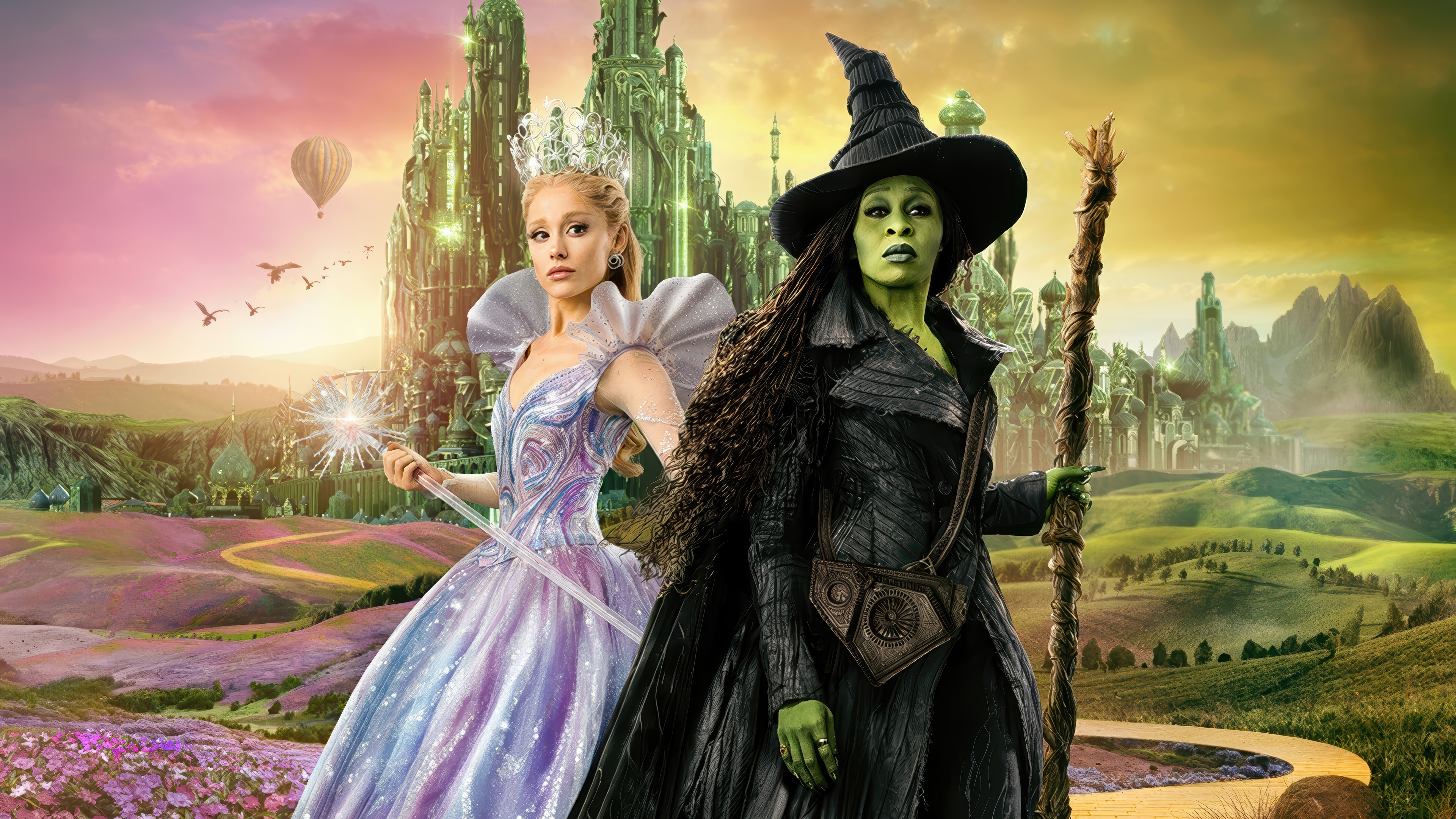 Glinda and Elphaba from Wicked 4K HD Wallpaper