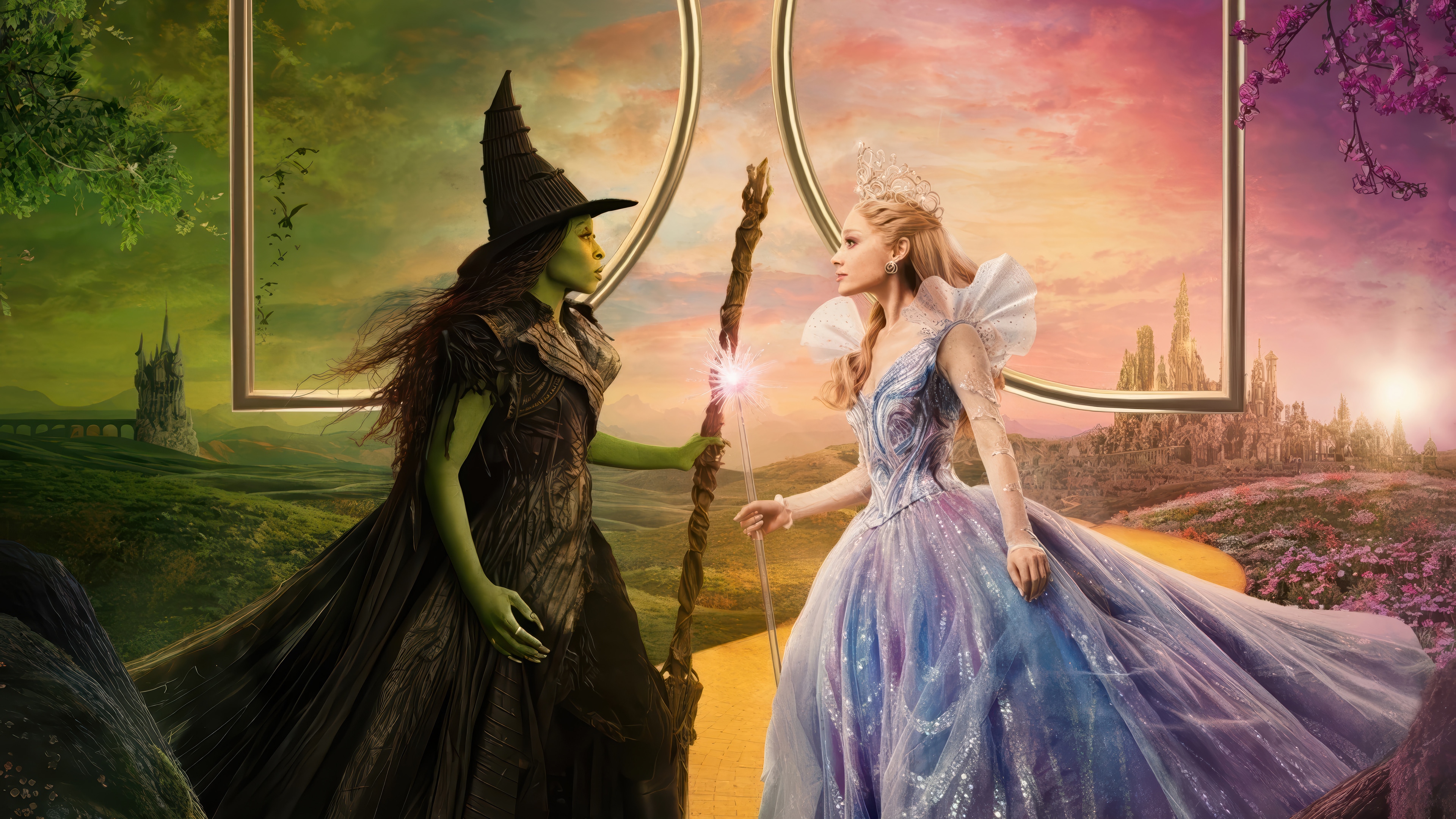 Wicked: For Good Glinda and Elphaba 4K HD Wallpaper