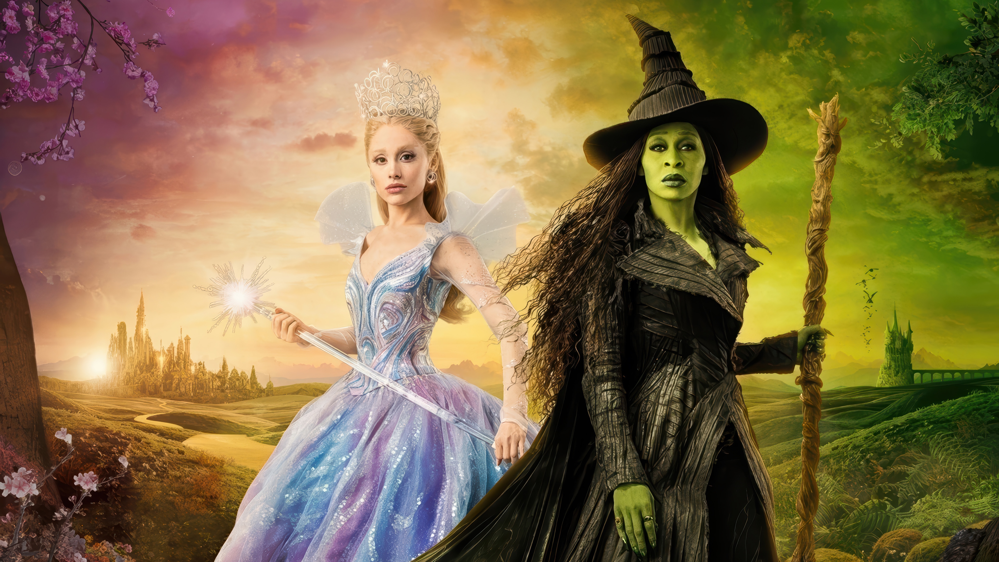 Glinda and Elphaba from Wicked 4K HD Wallpaper