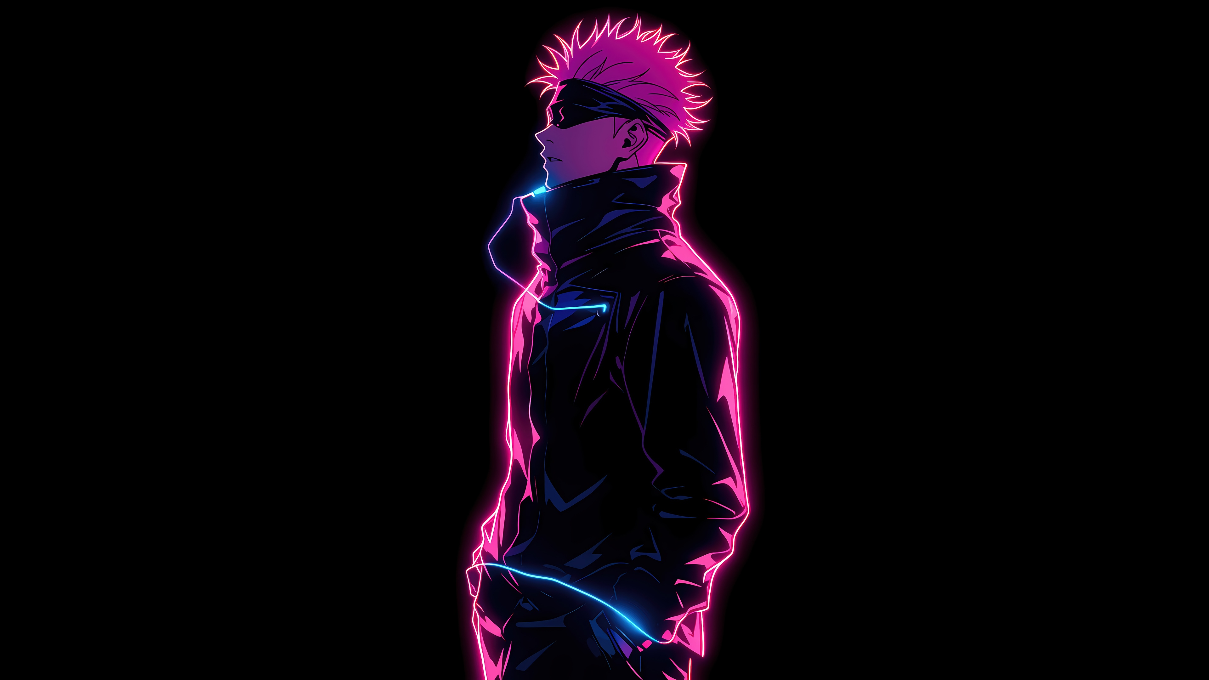 Satoru Gojo Neon Anime 4K HD Wallpaper