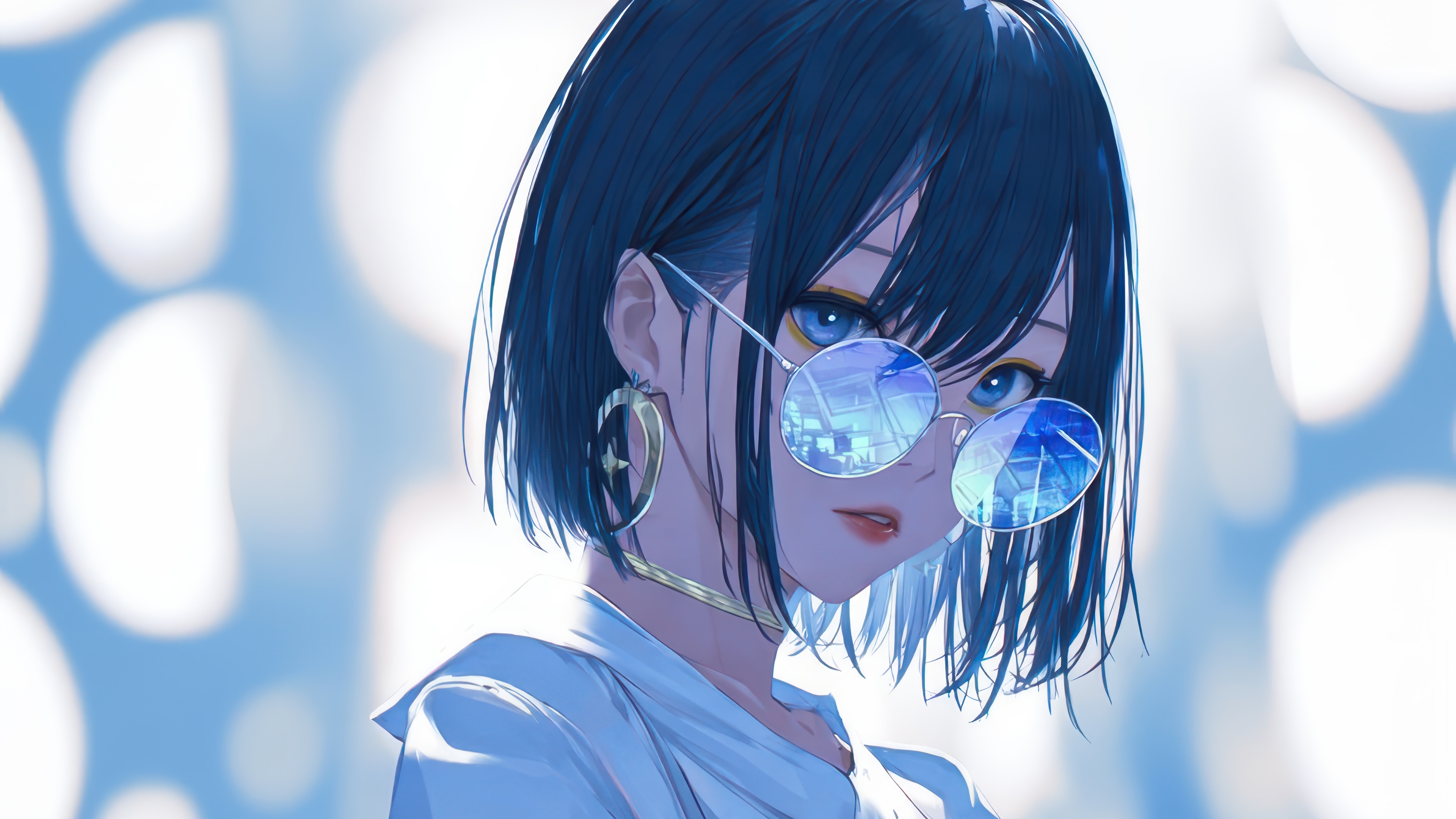 Anime Girl with Sunglasses 4K HD Wallpaper
