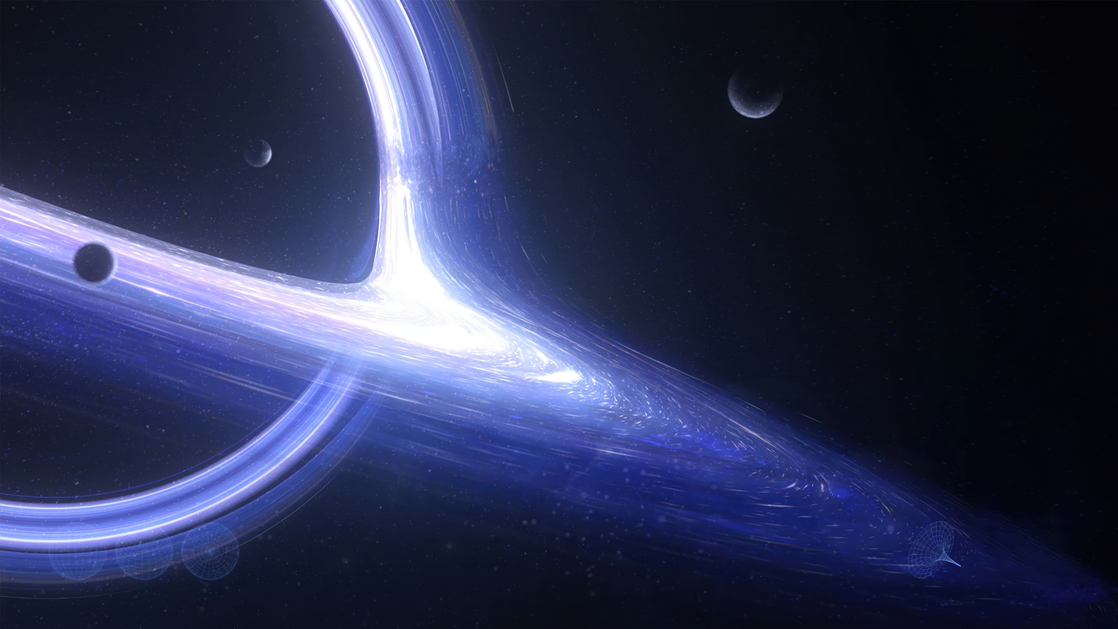 Black Hole with Planets and Accretion Disk 4K HD Wallpaper