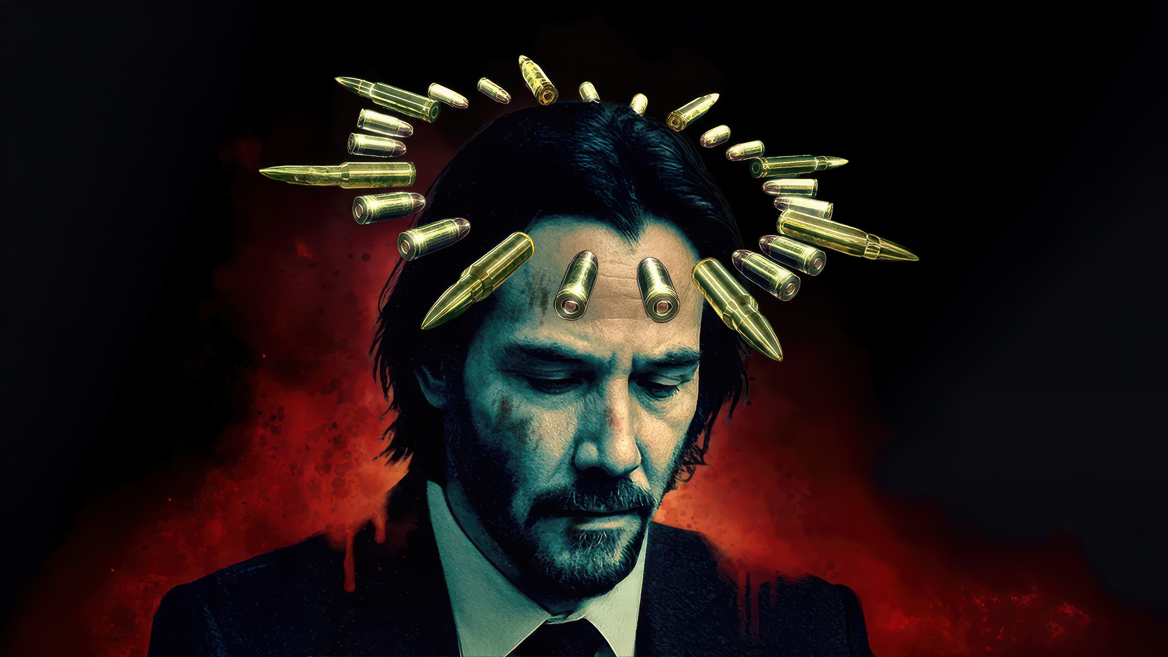 John Wick with Bullets Around His Head 4K HD Wallpaper