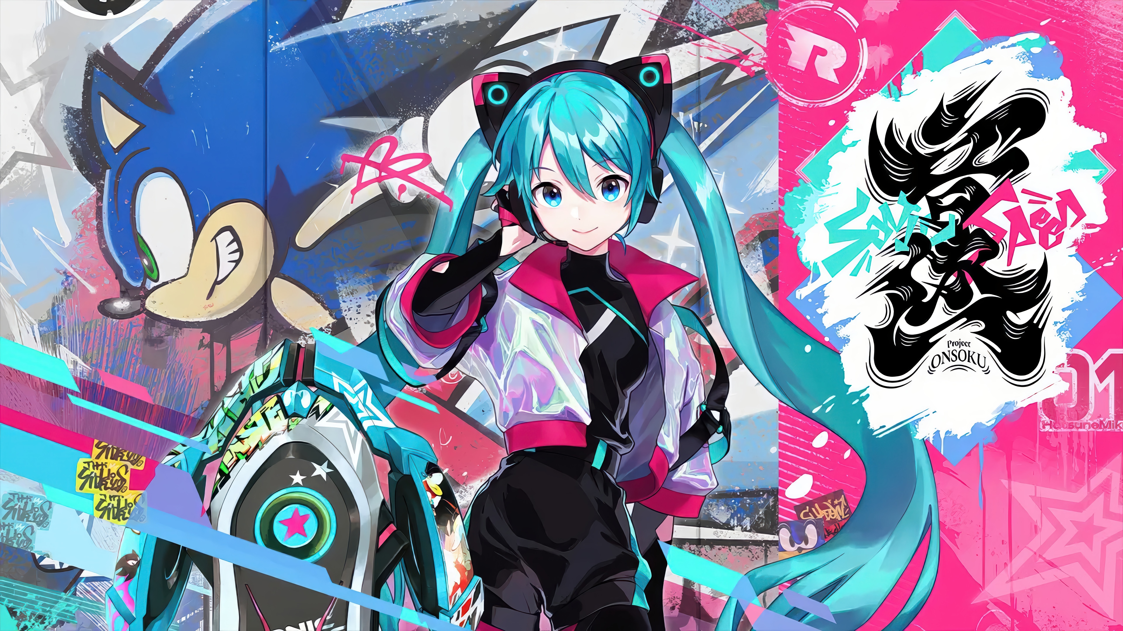 Hatsune Miku and Sonic Racing: CrossWorlds 4K HD Wallpaper